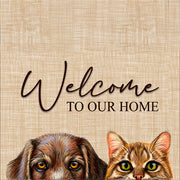 VÄLKOMNA TILL VÅRT HEM, TERRASDÖRRMATTA MED KANT