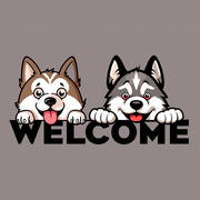 VÄLKOMNA GLADA HUNDAR, TERRASDÖRRMATTA MED KANT