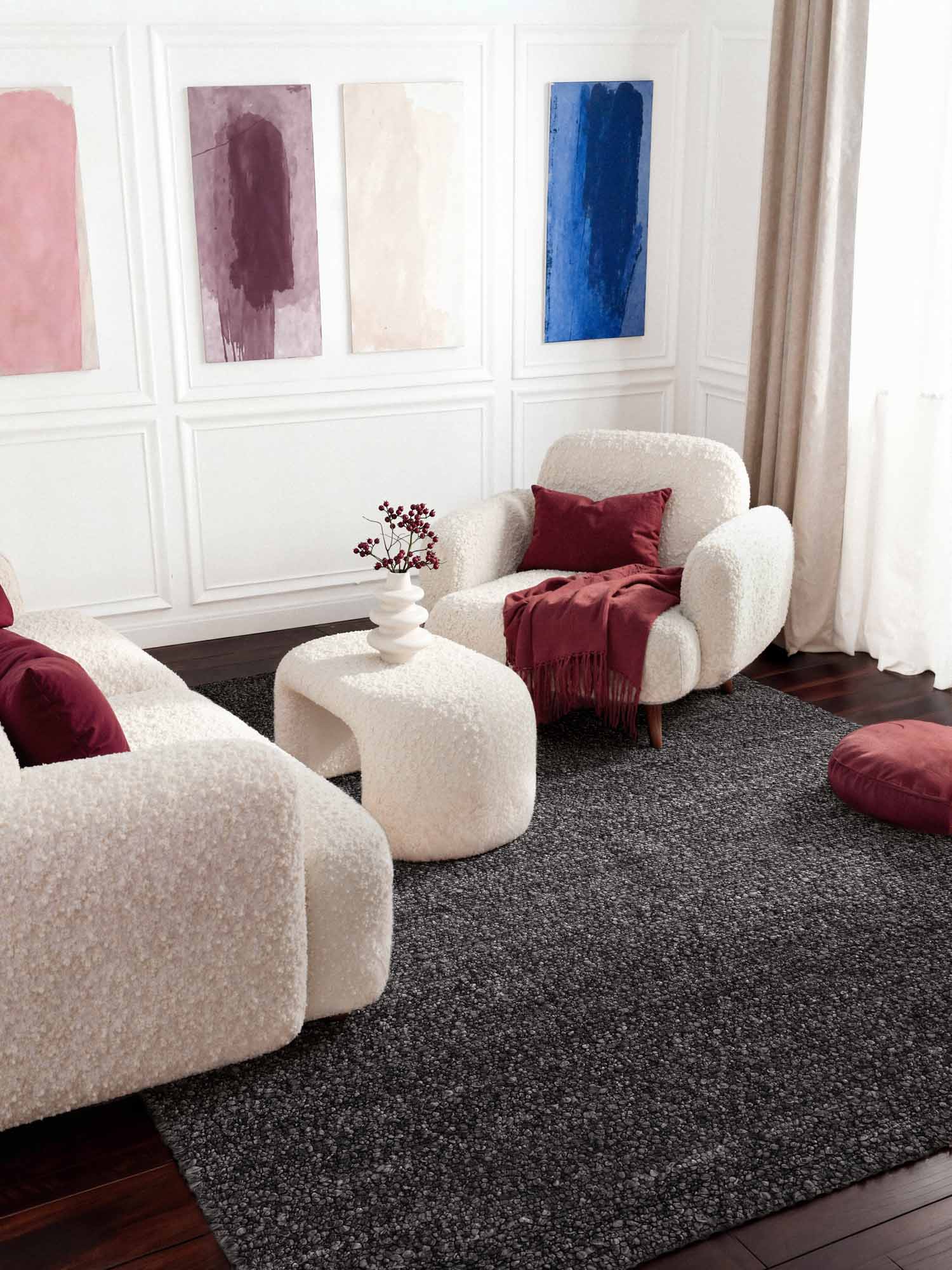 TED BAKER NOTTING HILL MJUK BOUCLE KORT LAGGIGT MATTA, PORTOBELLO MÖRKGRÅ