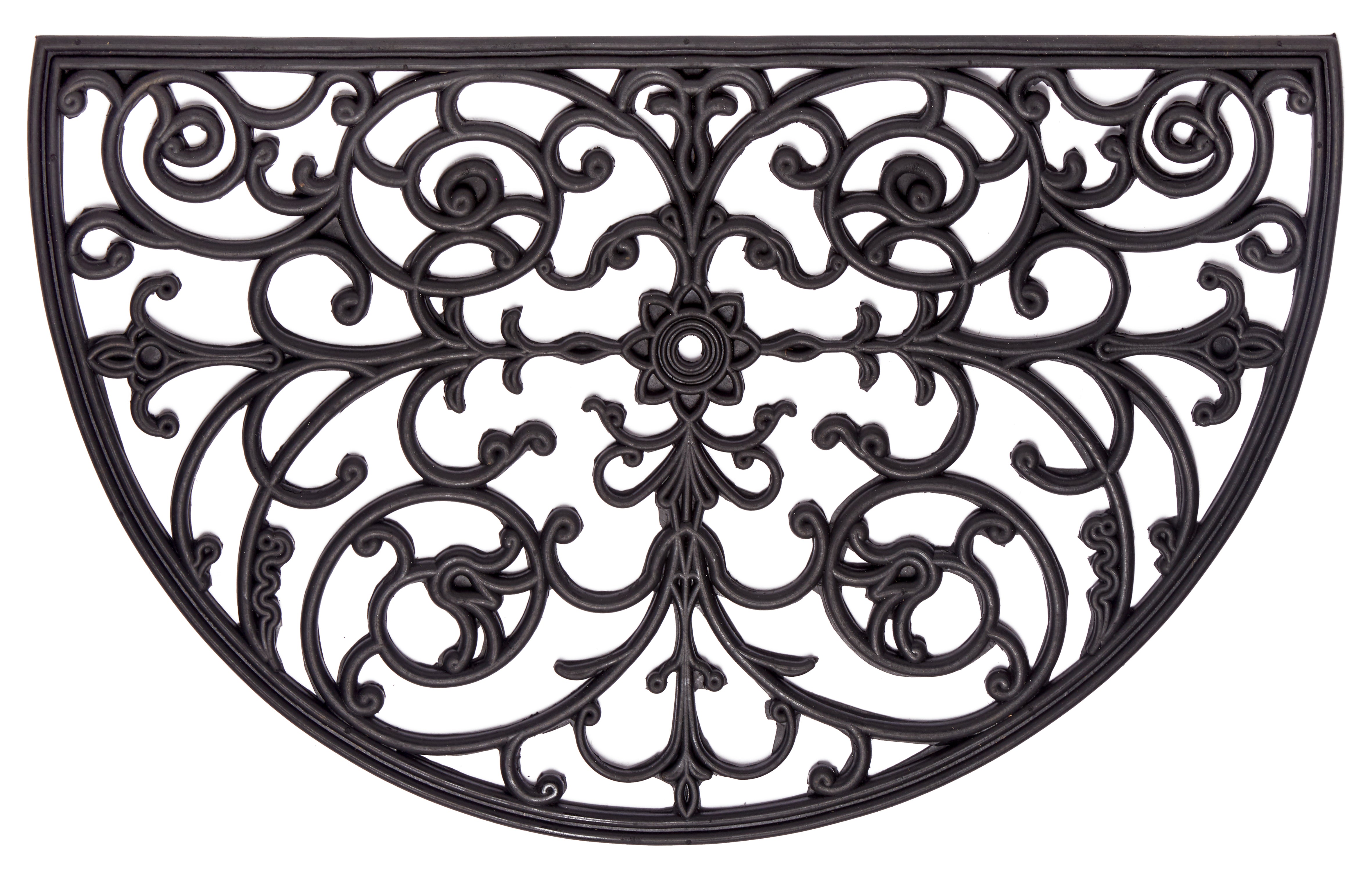 DÖRRMATTA I GUMMIBAND - HALVRUND SVART