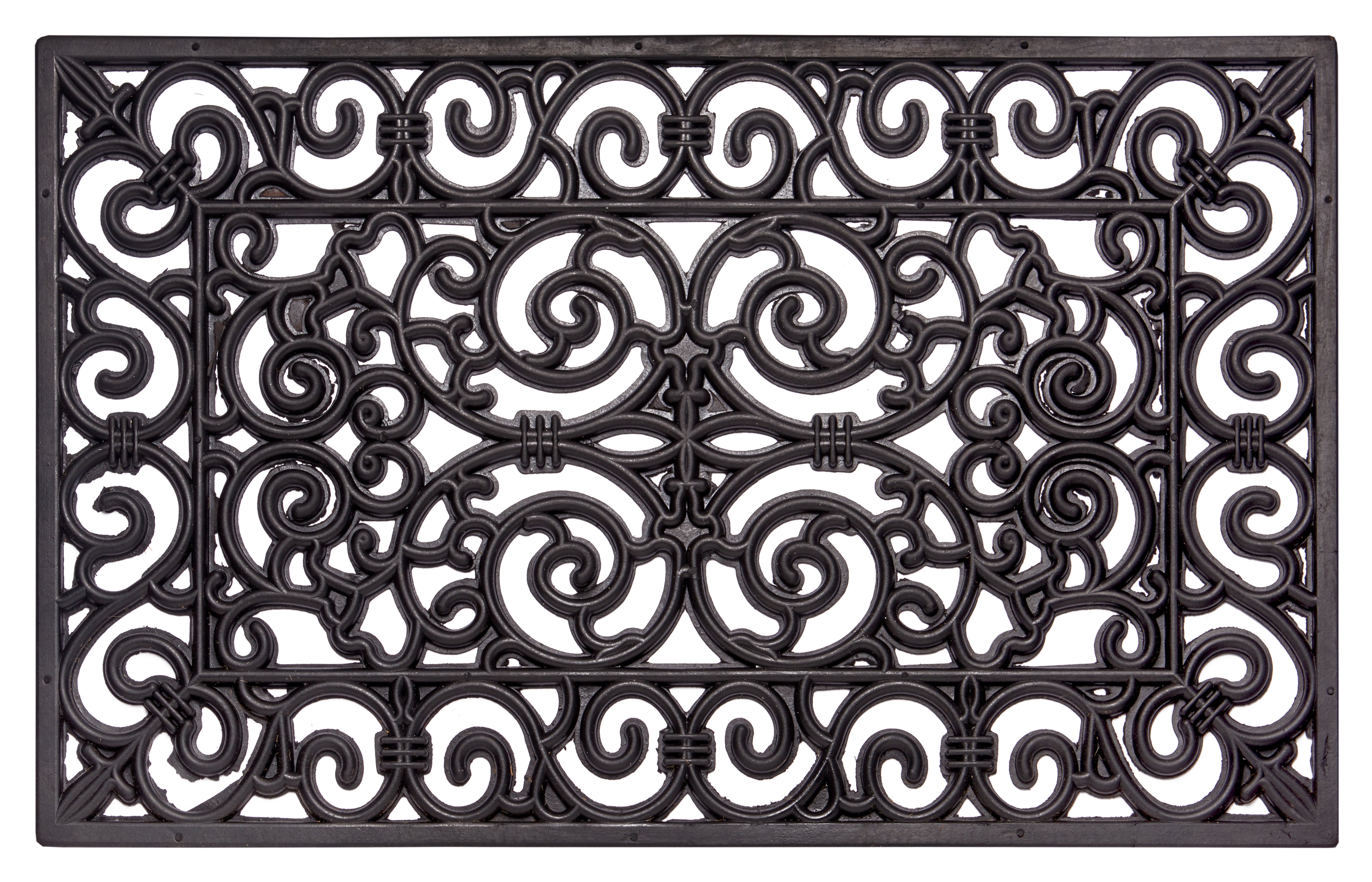 DÖRRMATTA I GUMMIBAND - SVARTA ORNAMENT