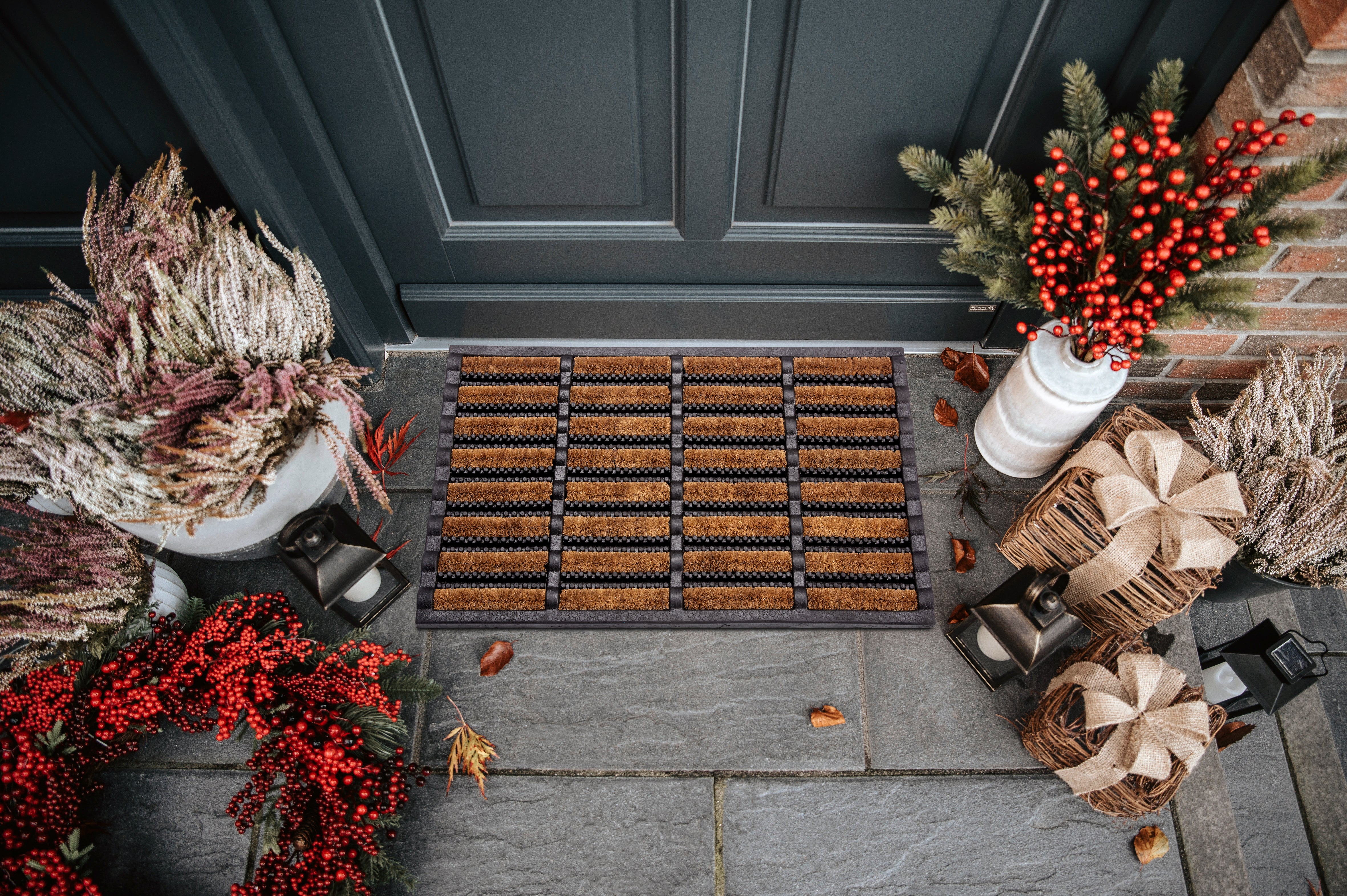 DÖRRMATTA GUMMI KOKOS, BORSTAD SVART KOKOS