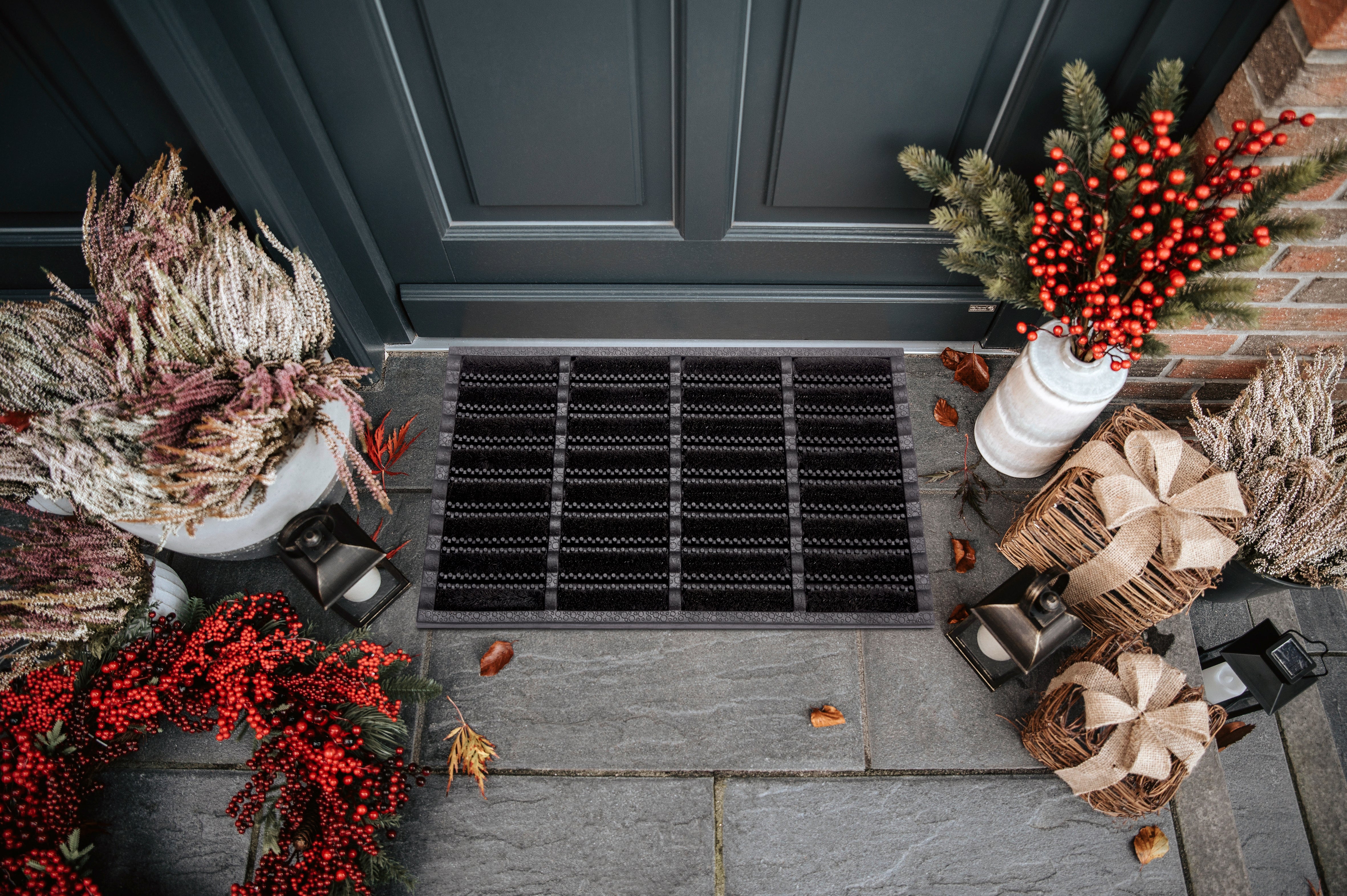 DÖRRMATTA GUMMI KOKOS, BORSTAD SVART KOKOS