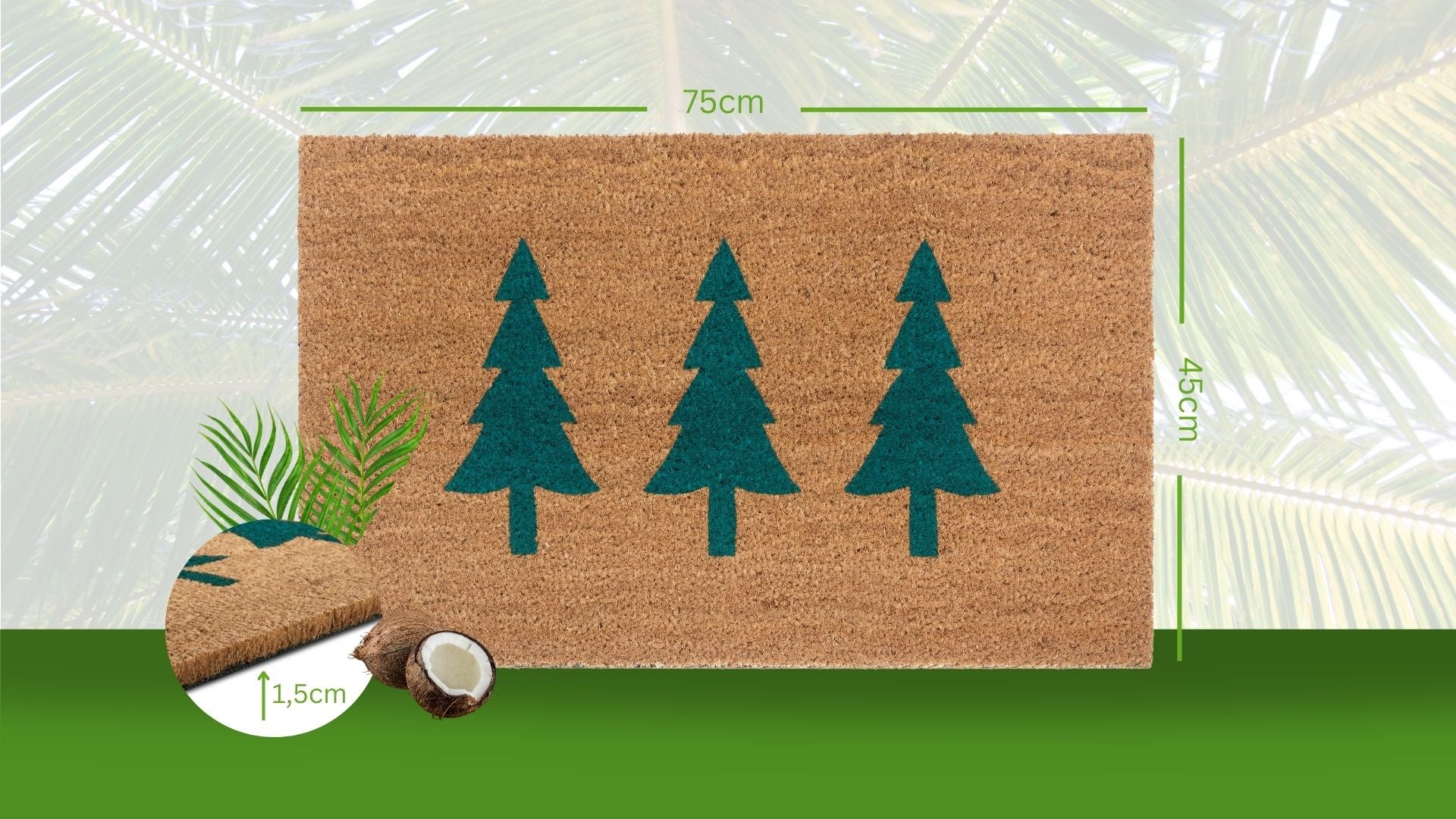 DÖRRMATTA KOKOS - GRÖNA GRANITTRÄD