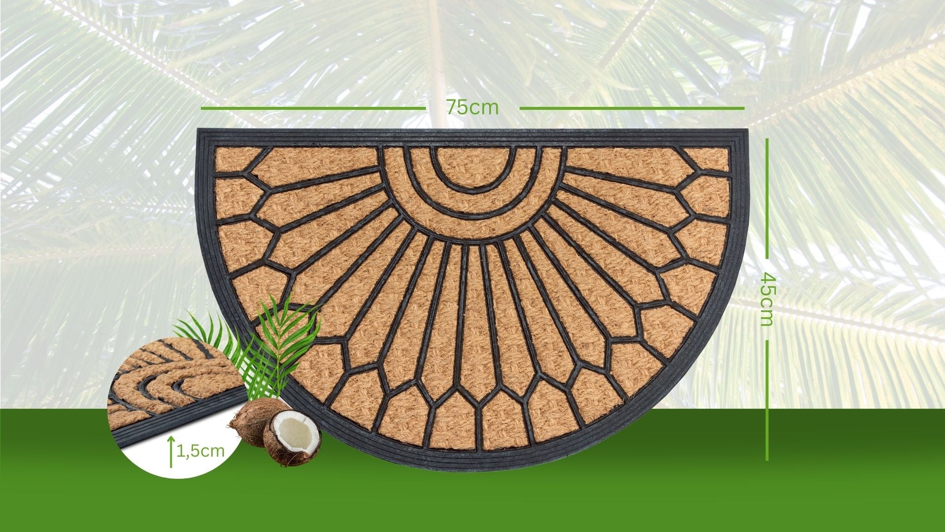 DÖRRMATTA GUMMI KOKOS - HALVRUND GEOMETRIPRYLATION