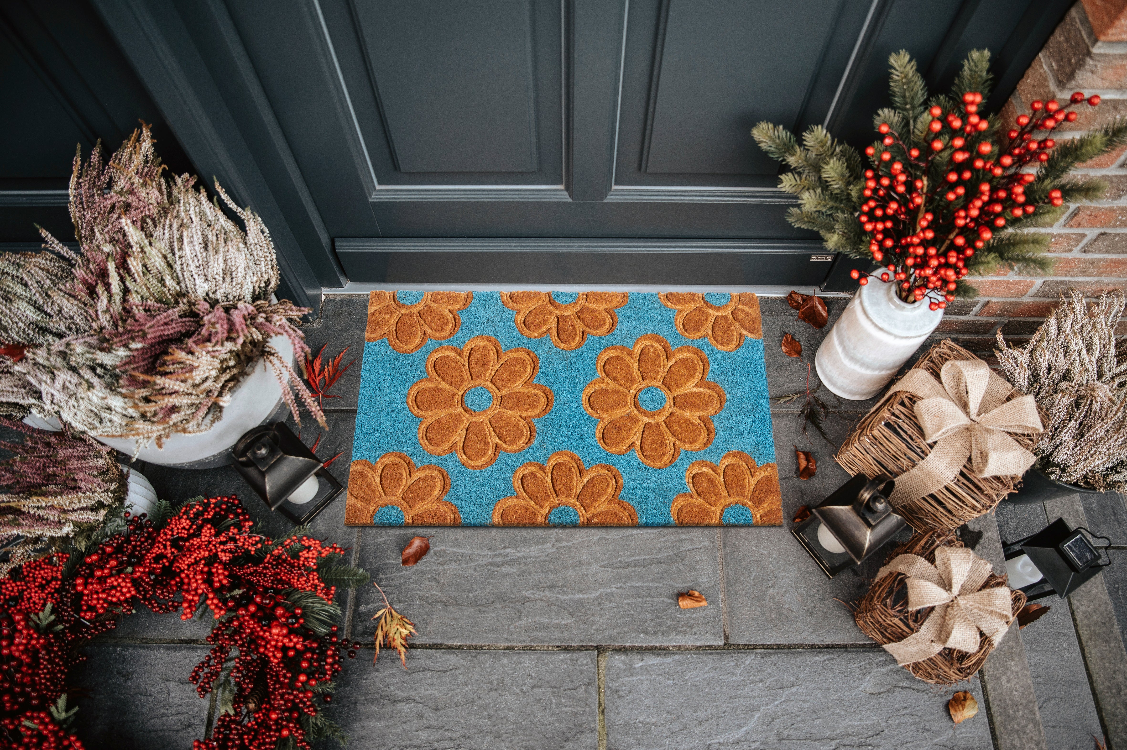 DÖRRMATTA KOKOS - BLOMMOR BLÅ 105928