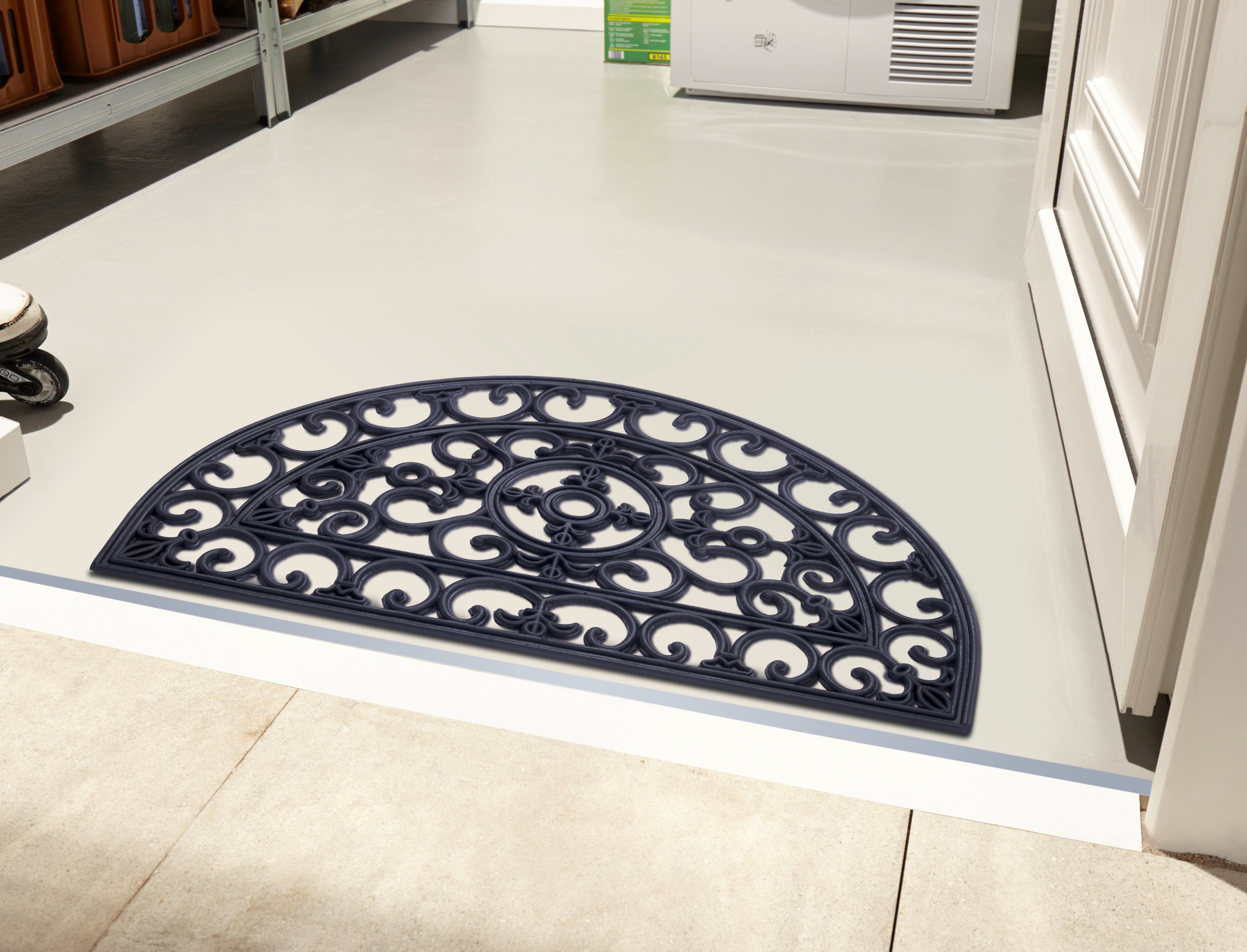 DÖRRMATTA I GUMMIBAND - SVART HÅLMÅNA