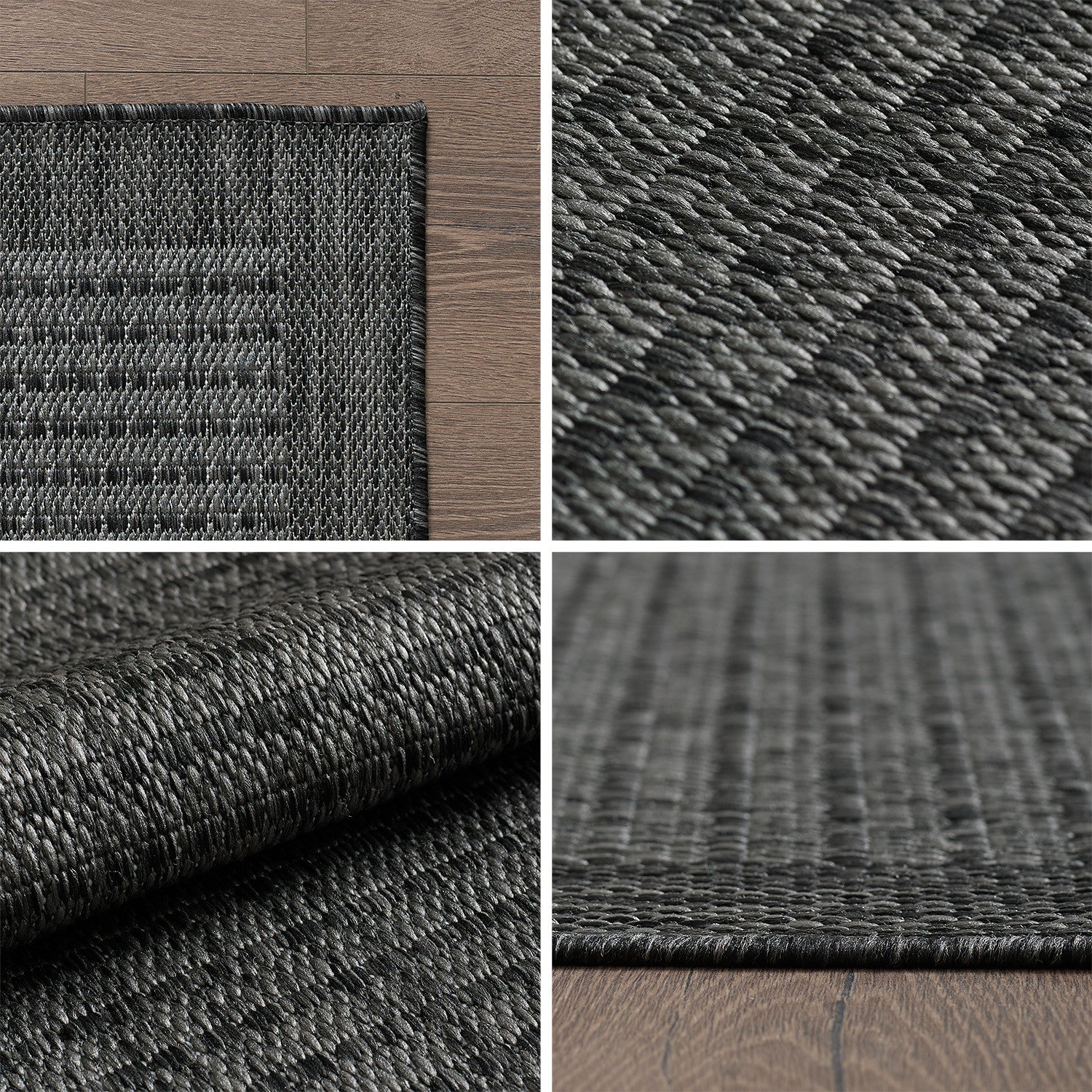 GIZA PLATTVÄVD MATTA SVART - 1410