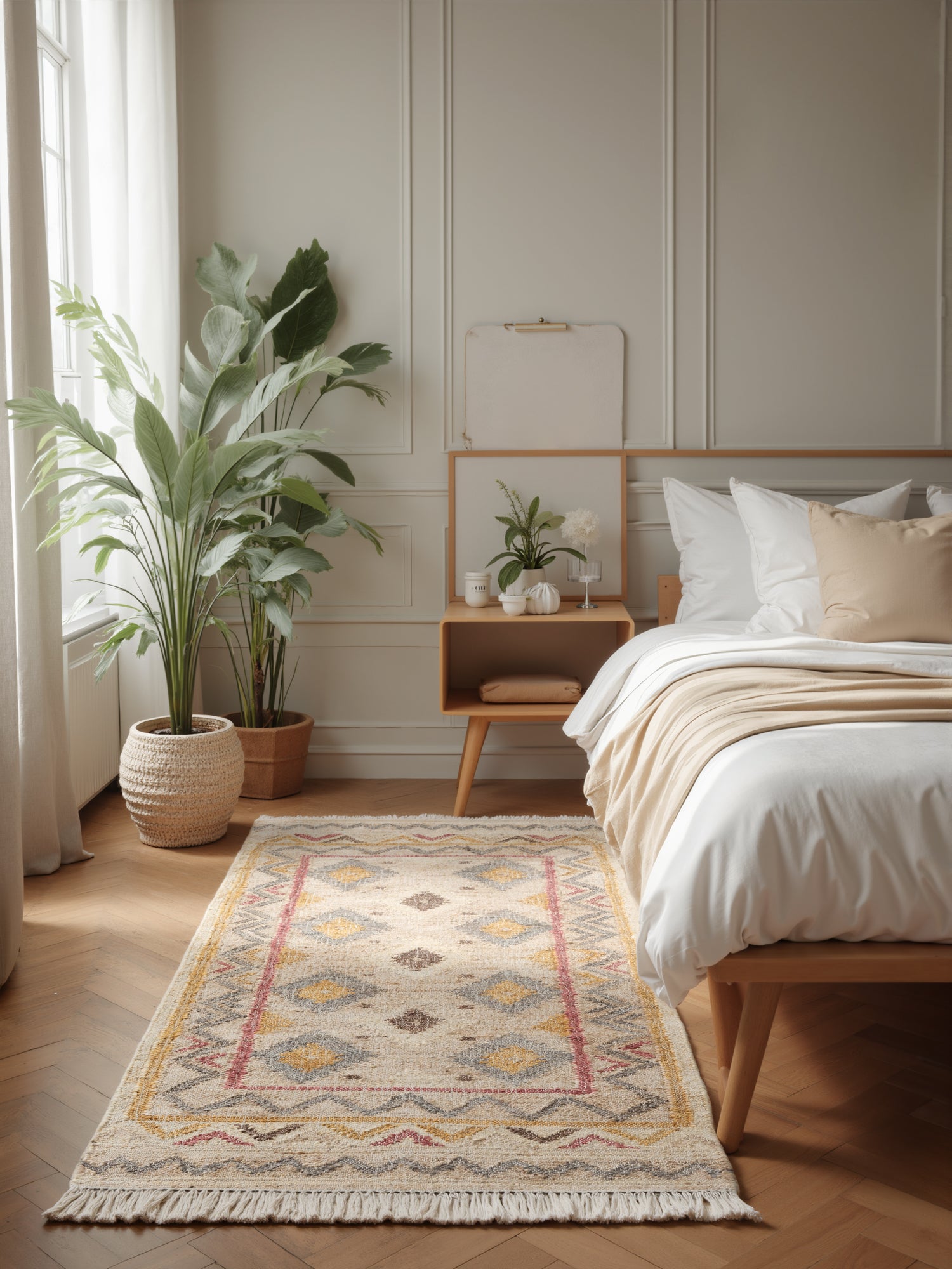 ROYA AFGHAN HANDWOVEN KELIM-MATTA, 106261 CREAM-MULTI