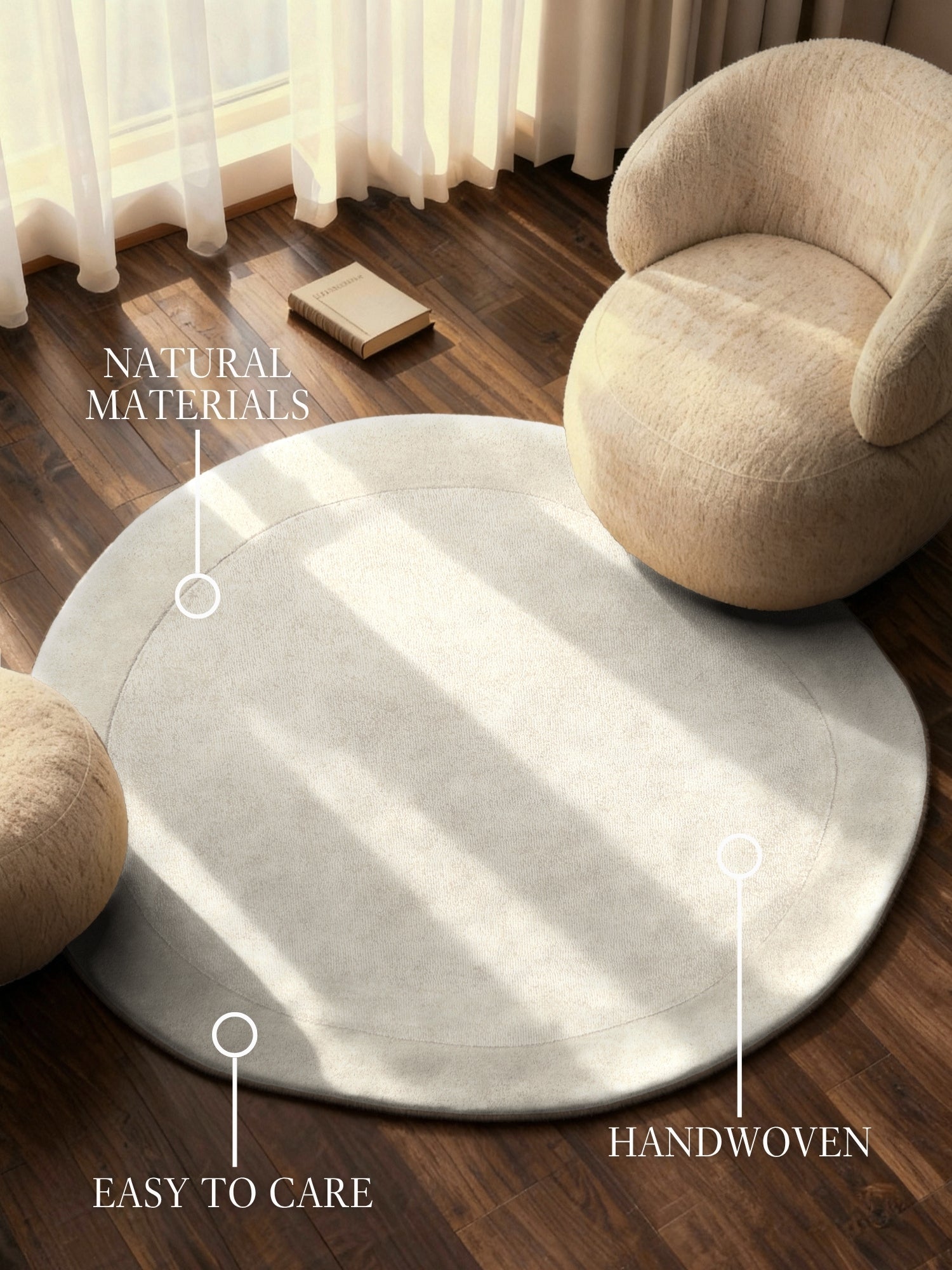 VILLEROY &amp; BOCH 1812 ULLFILT - EKOLOGISK RUND KARI, NATURLIG-KRÄM