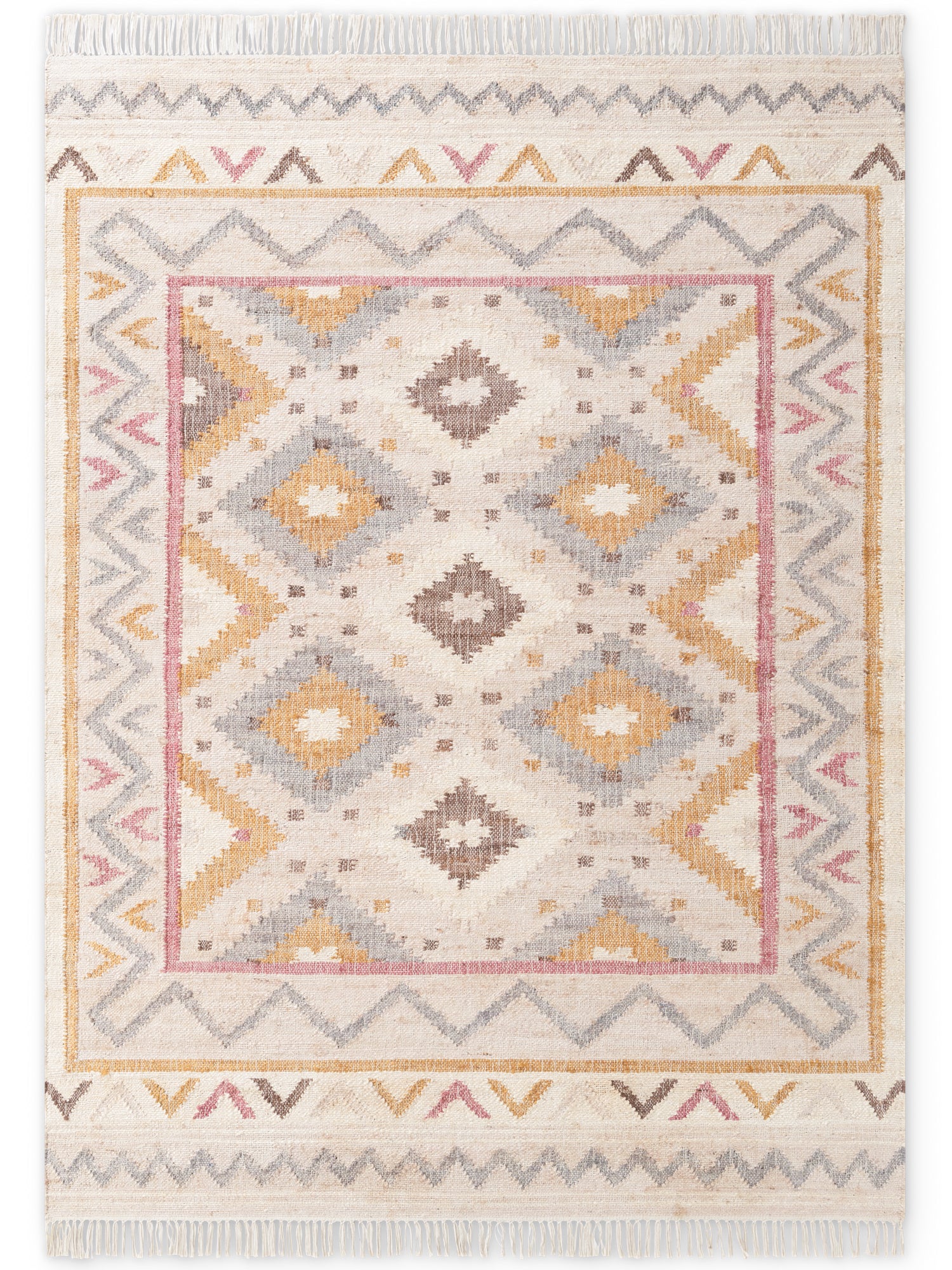 ROYA AFGHAN HANDWOVEN KELIM-MATTA, 106261 CREAM-MULTI