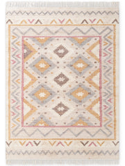 ROYA AFGHAN HANDWOVEN KELIM-MATTA, 106261 CREAM-MULTI