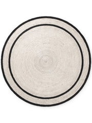FLÄTAD JUTEMATTA LINA RUND, NATURLIG-ELFENBEN-SVART
