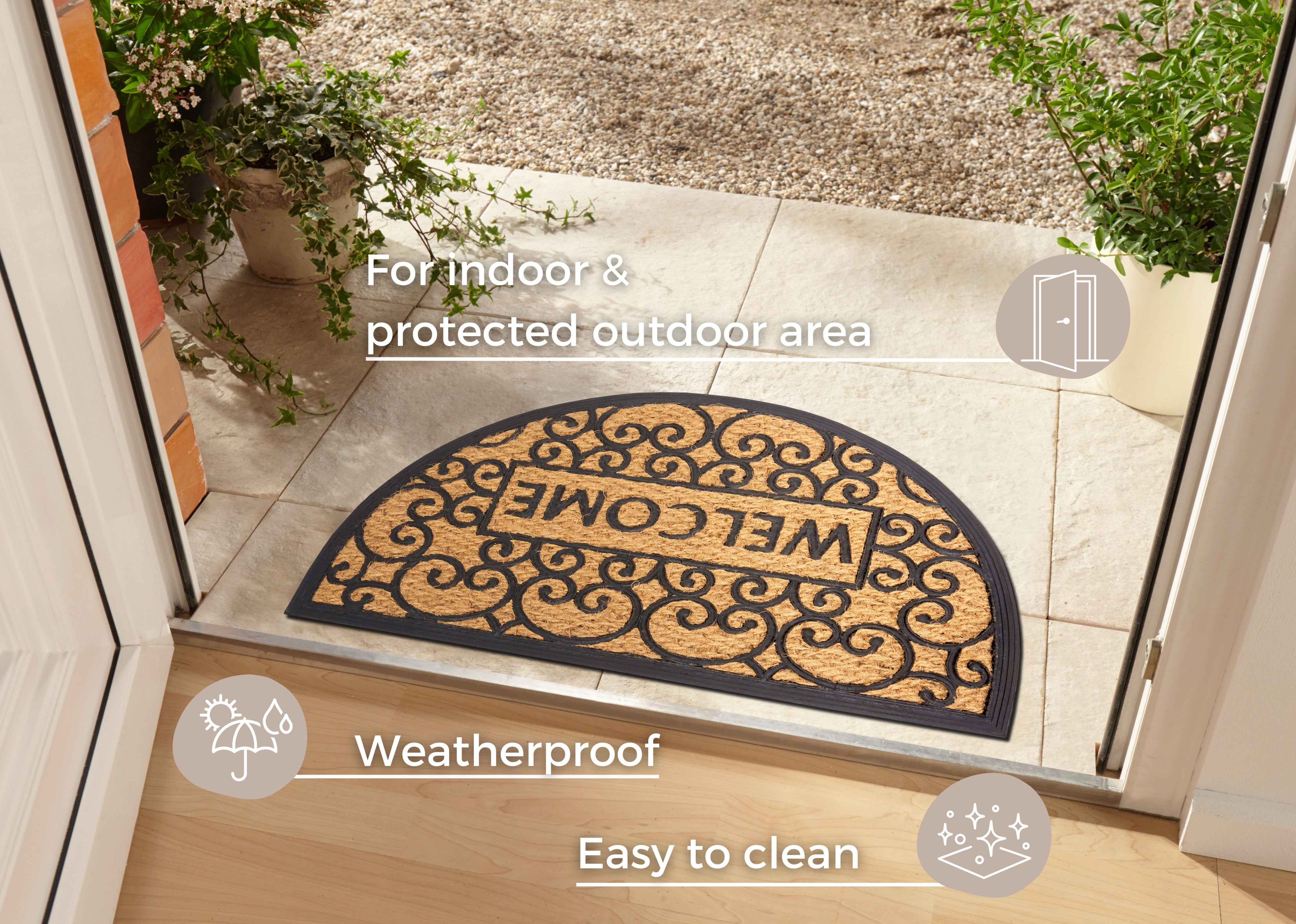 DÖRRMATTA GUMMI KOKOS - VÄLKOMMEN