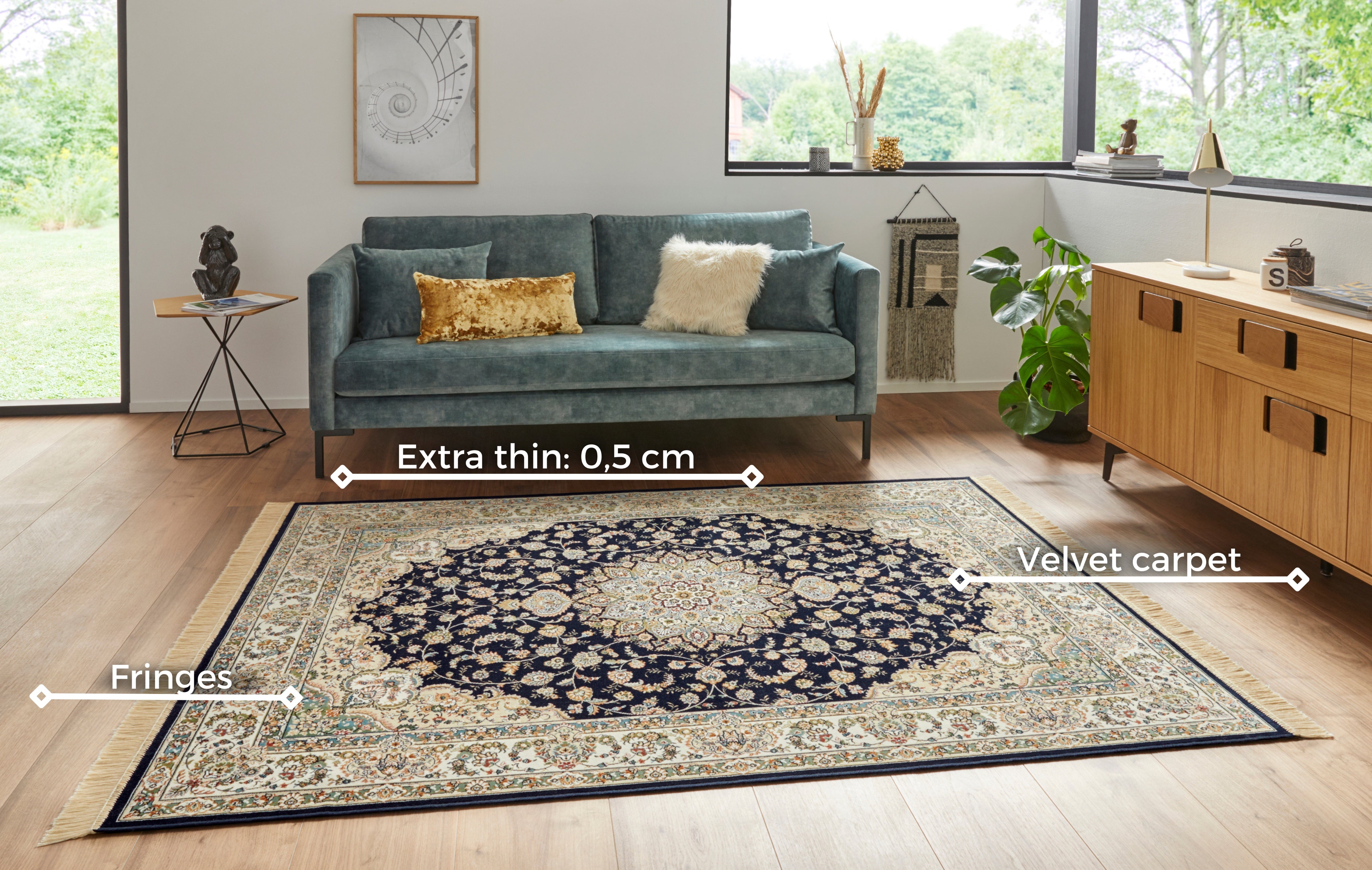 HANSE HOME NAVEH MATTA, MÖRKBLÅ-KRÄMFÄRG 104378