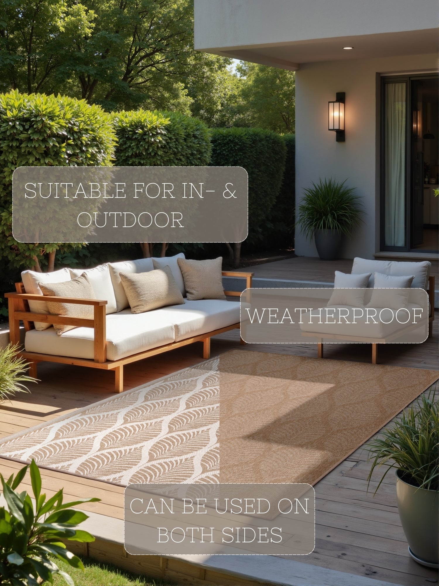 HANSE HOME DUORO - VÄNDBAR UTOMHUSMATTA, JUTE-VIT 106247