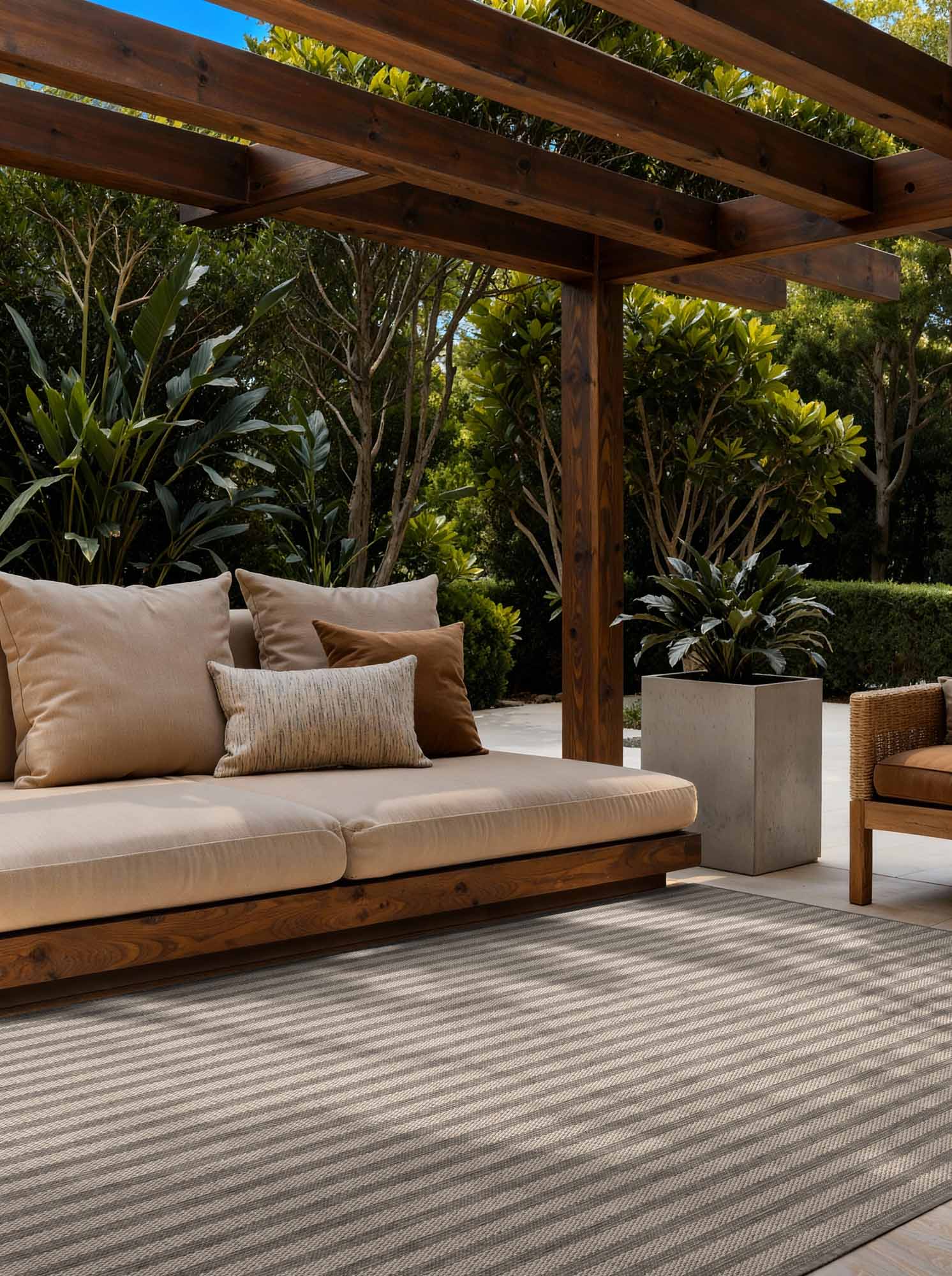 TED BAKER HARINGEY PLATTVÄVD MATTA, LINLEY GRÅ VIT