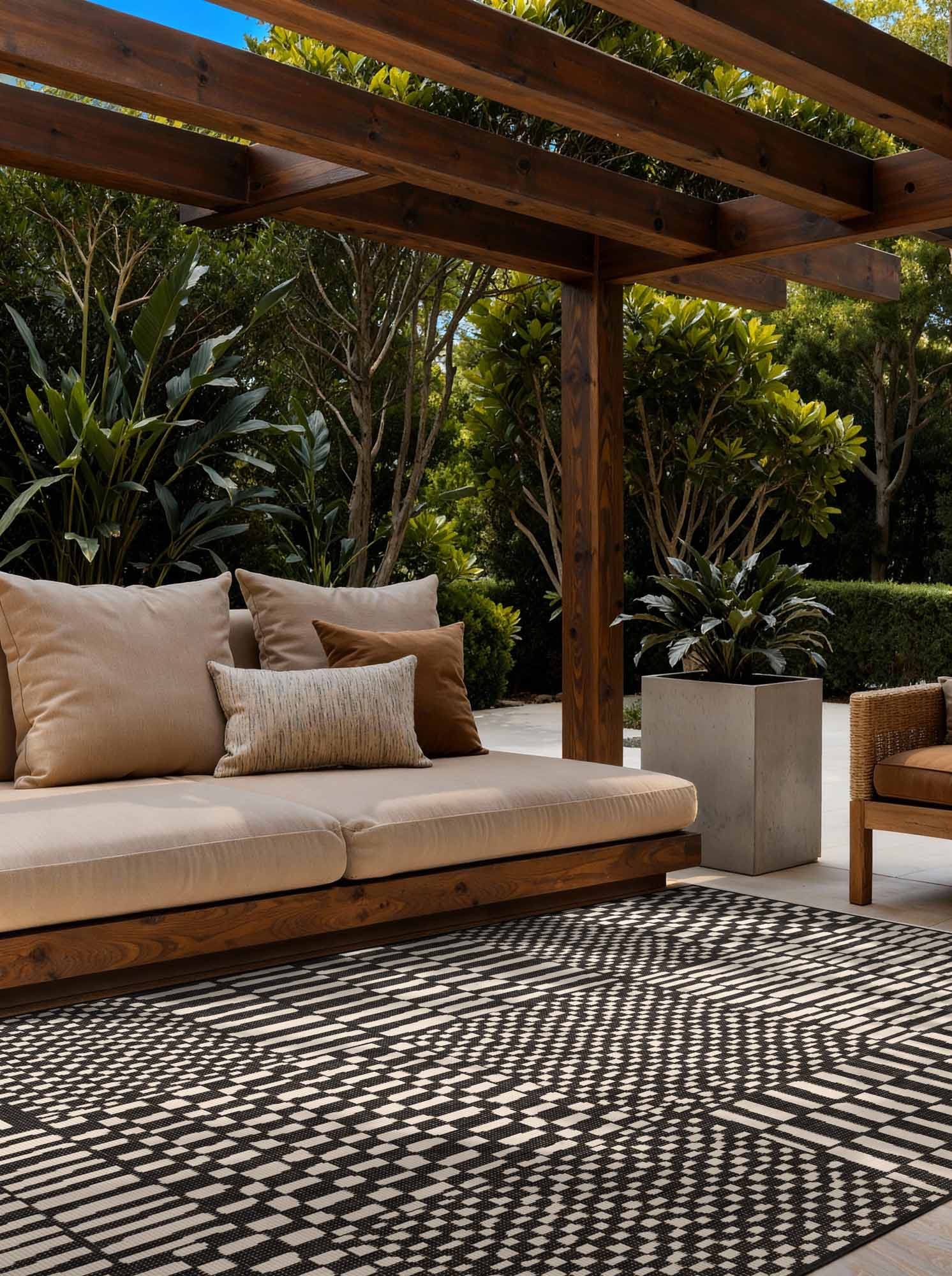 TED BAKER HARINGEY PLATTVÄVD MATTA, BARKHAM SVARTVIT