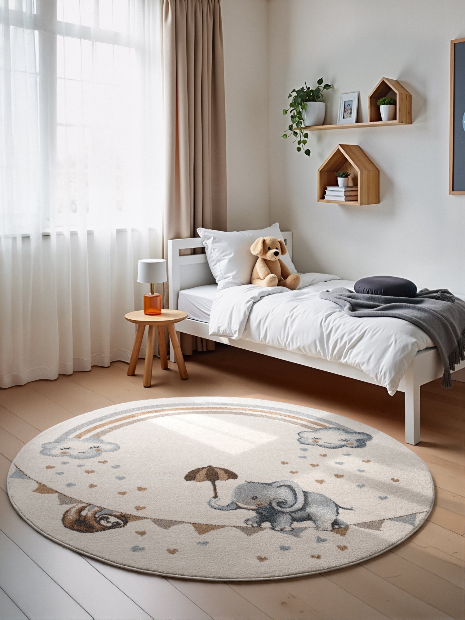 VILLEROY &amp; BOCH BOHO KIDS RUND BARNFILT - ELEFANTREGNBÅGE, CRÈME MULTI 106304