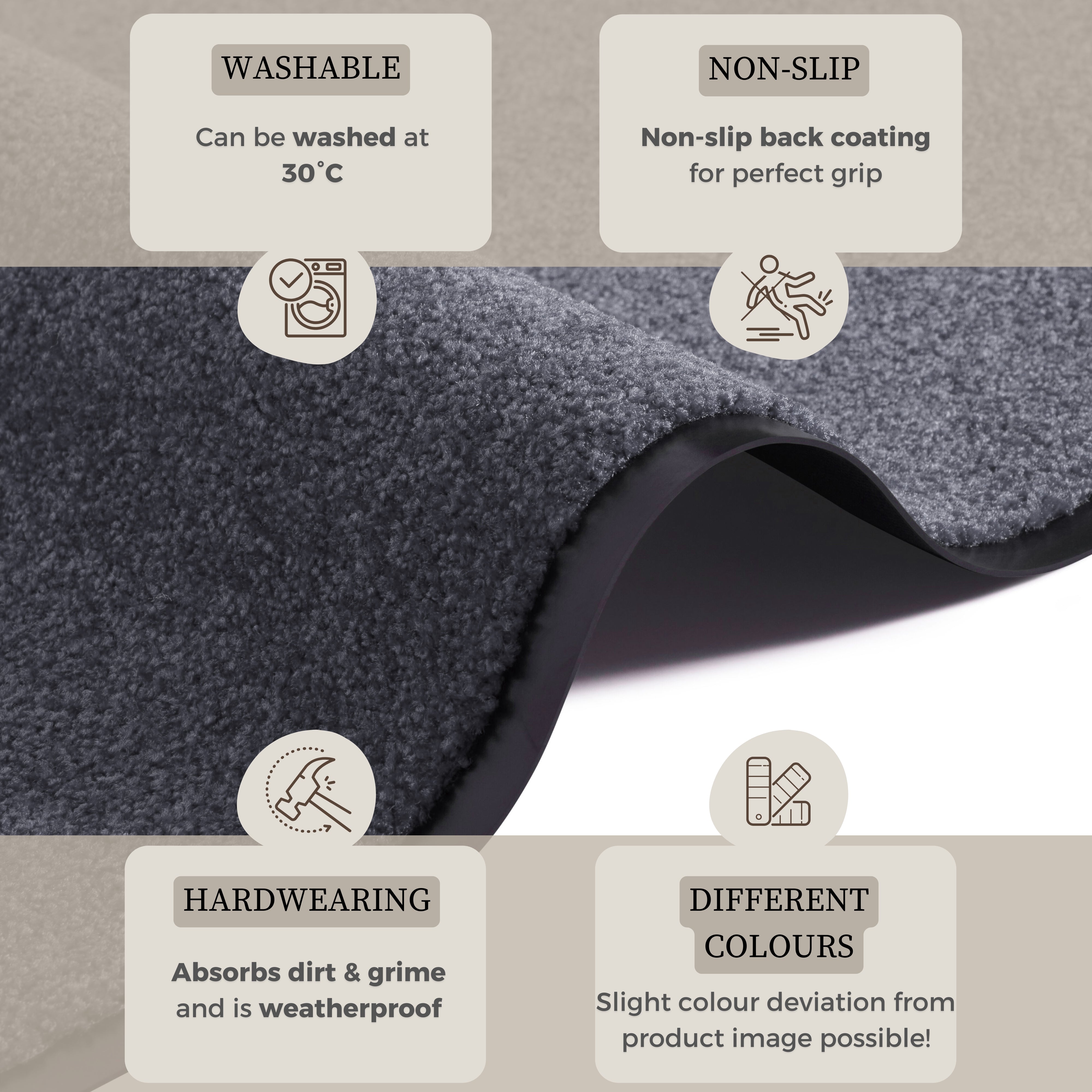 DÖRRMATTA TVÄTT &amp; RENGÖR, GRÅ 101464