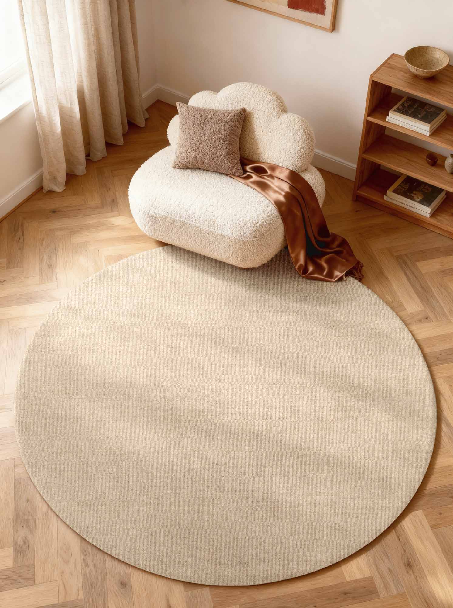 ELLE DECORATION PURISTIC FIN BOUCLE ULLMATTA, KNUTAR NATURLIG LJUSBEIGE