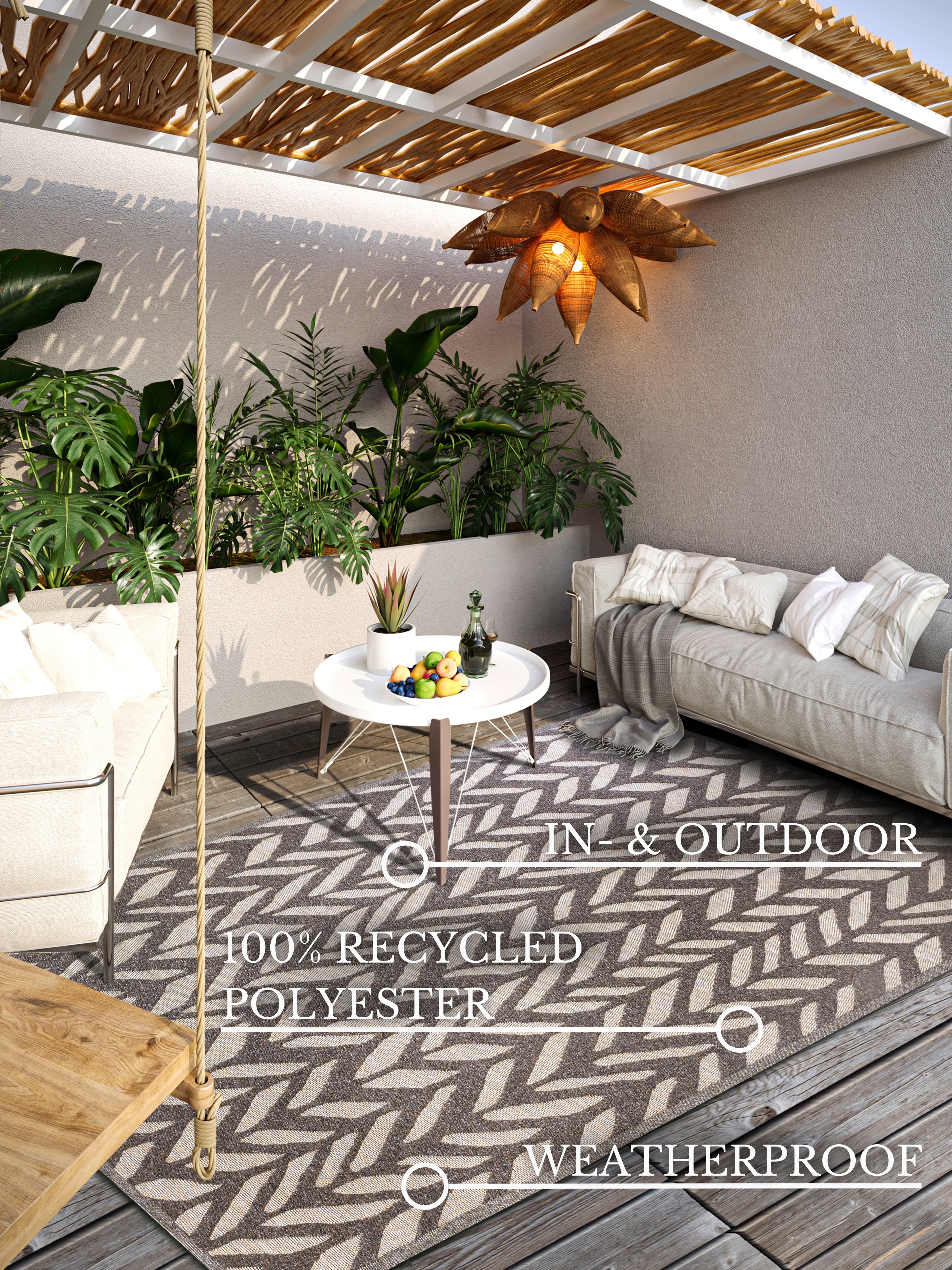 VILLEROY &amp; BOCH 106150 INOMHUS- OCH UTOMHUSMATTA, GEORGETTE NATURBRUN-BEIGE