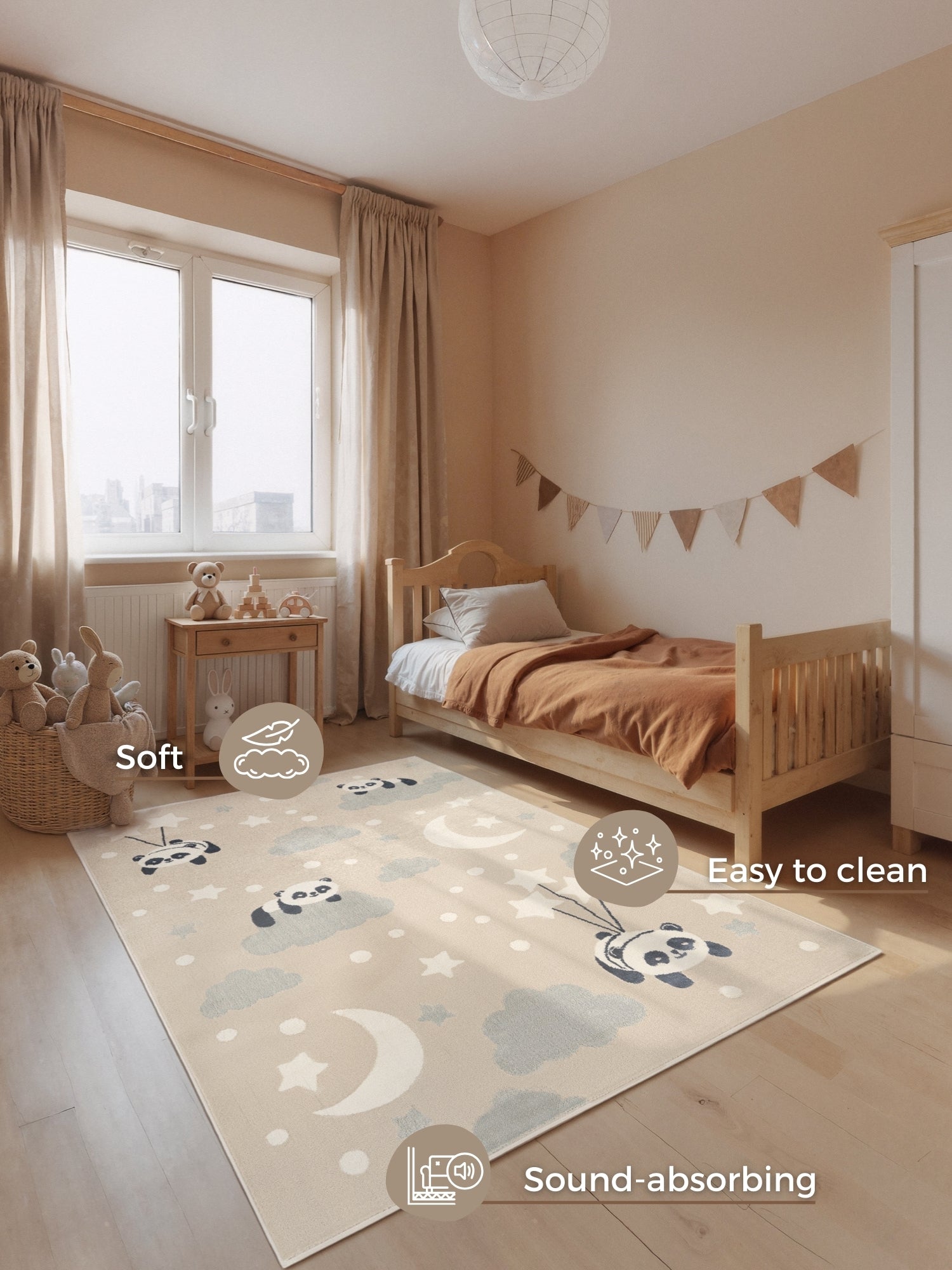 SAGOFILT FÖR BARN DRÖMMIG PANDA, BEIGE MULTI