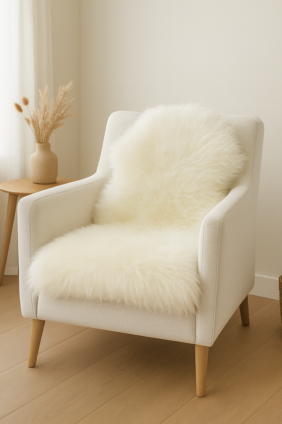 ÄKTA NYZEELANDSK LAMMSKINN, NATURVITT