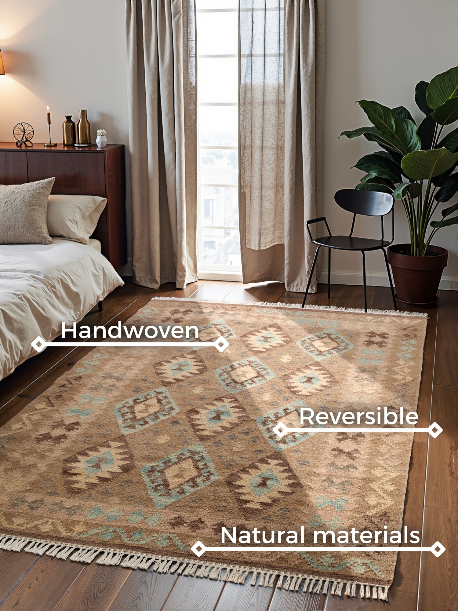 HANSE HOME KAMAL - AFGHAN KELIM MATTA, 106243 LJUSBLÅ