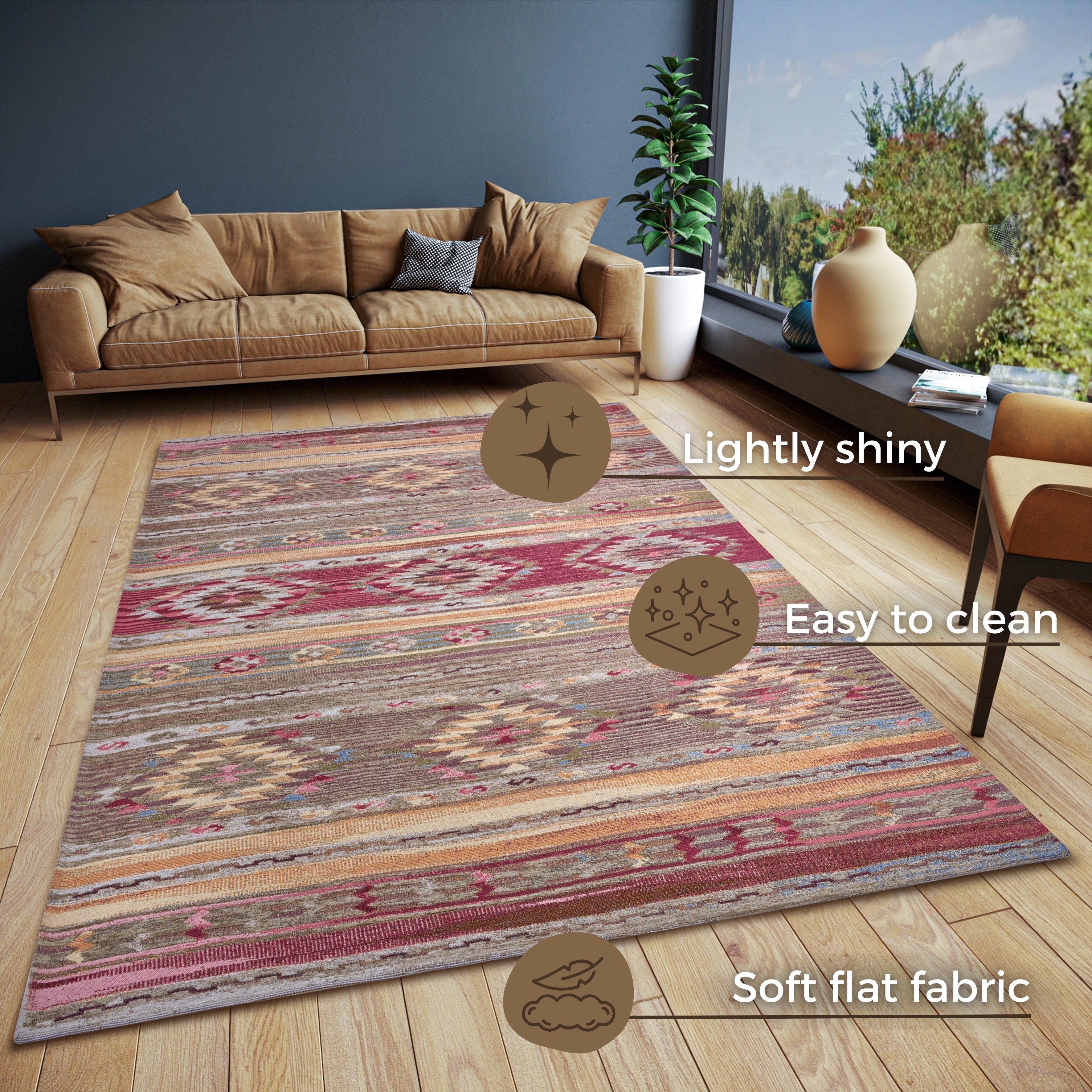 Gobelängmatta, flerfärgad 105872