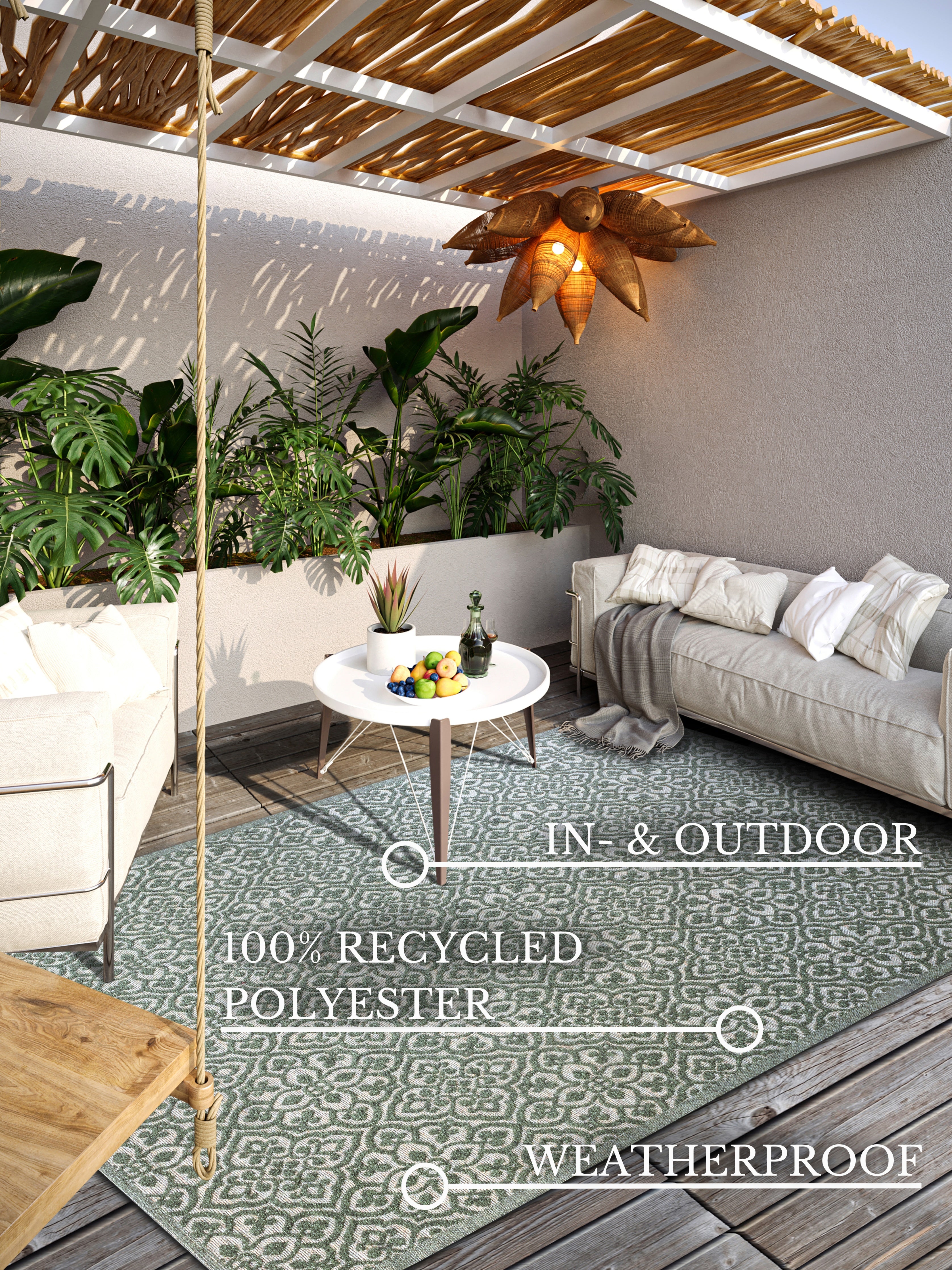 VILLEROY &amp; BOCH 106158 INOMHUS- OCH UTOMHUSMATTA JULIE, DJUNGELGRÖN