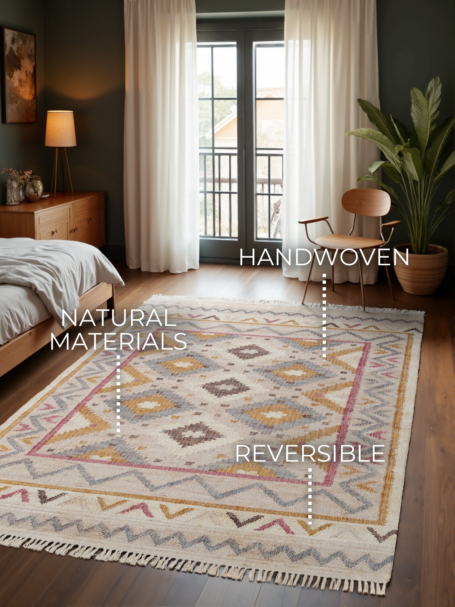 ROYA AFGHAN HANDWOVEN KELIM-MATTA, 106261 CREAM-MULTI