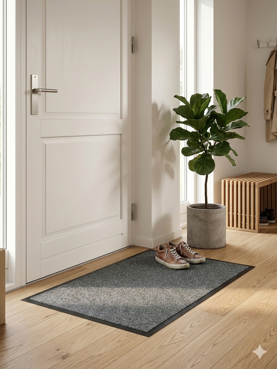 SHADOW STEP - SLIDSTÆRK POLYAMID DØRMÅTTE, GRÅ