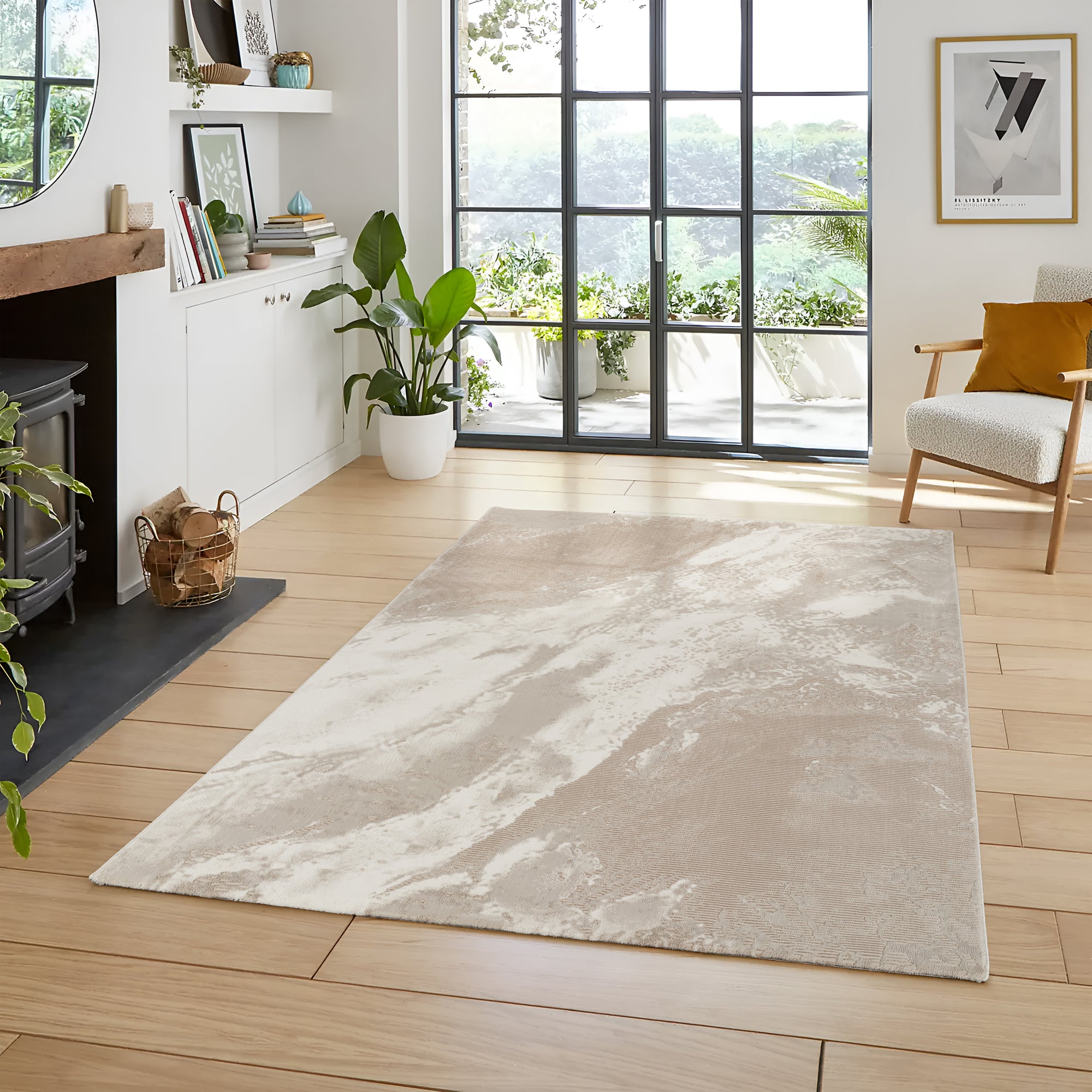 Renässansmodern matta, 200 beige