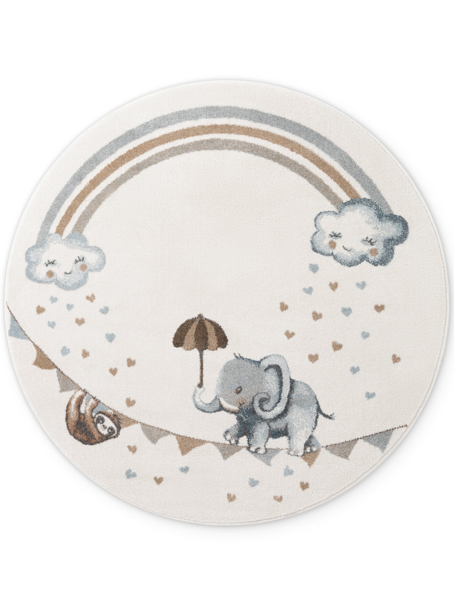 VILLEROY &amp; BOCH BOHO KIDS RUND BARNFILT - ELEFANTREGNBÅGE, CRÈME MULTI 106304