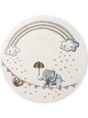 VILLEROY &amp; BOCH BOHO KIDS RUND BARNFILT - ELEFANTREGNBÅGE, CRÈME MULTI 106304