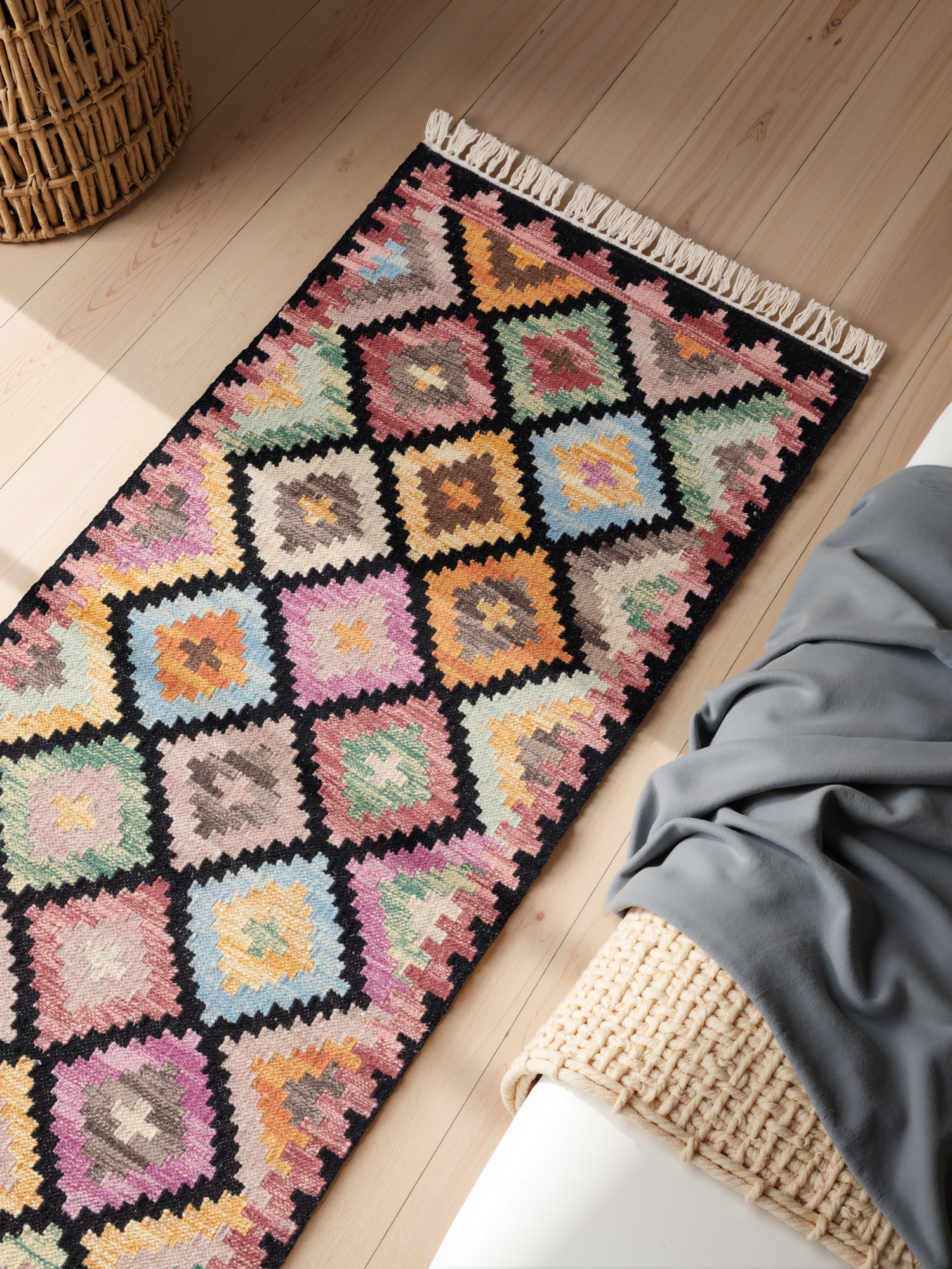 HANSE HOME KAMAL - AFGHAN KELIM MATTA, 106239 BLACK-MULTI