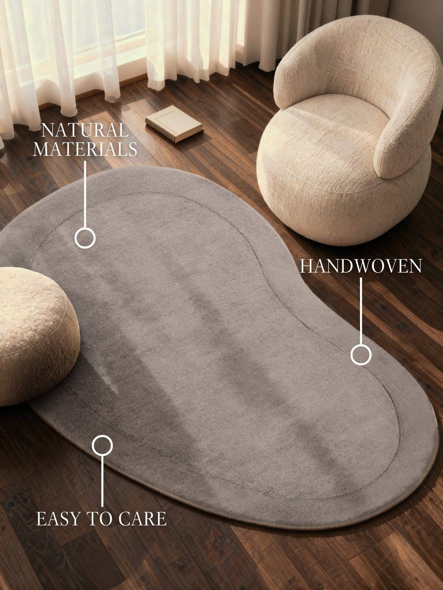 VILLEROY &amp; BOCH 1812 ULLMATTA - ORGANISK FORM KARI, NATURGRÅ