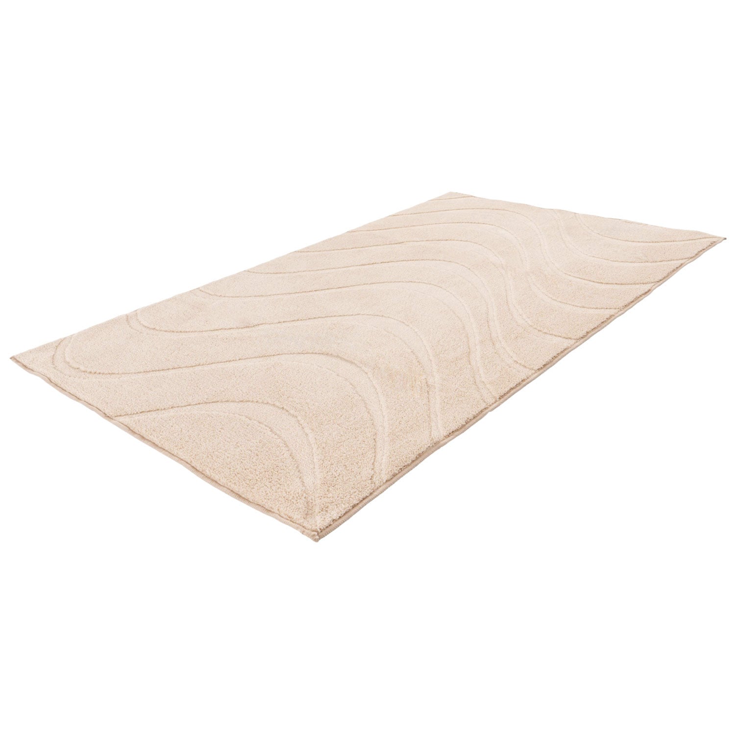Vågig mjuk badrumsmatta, 400 beige