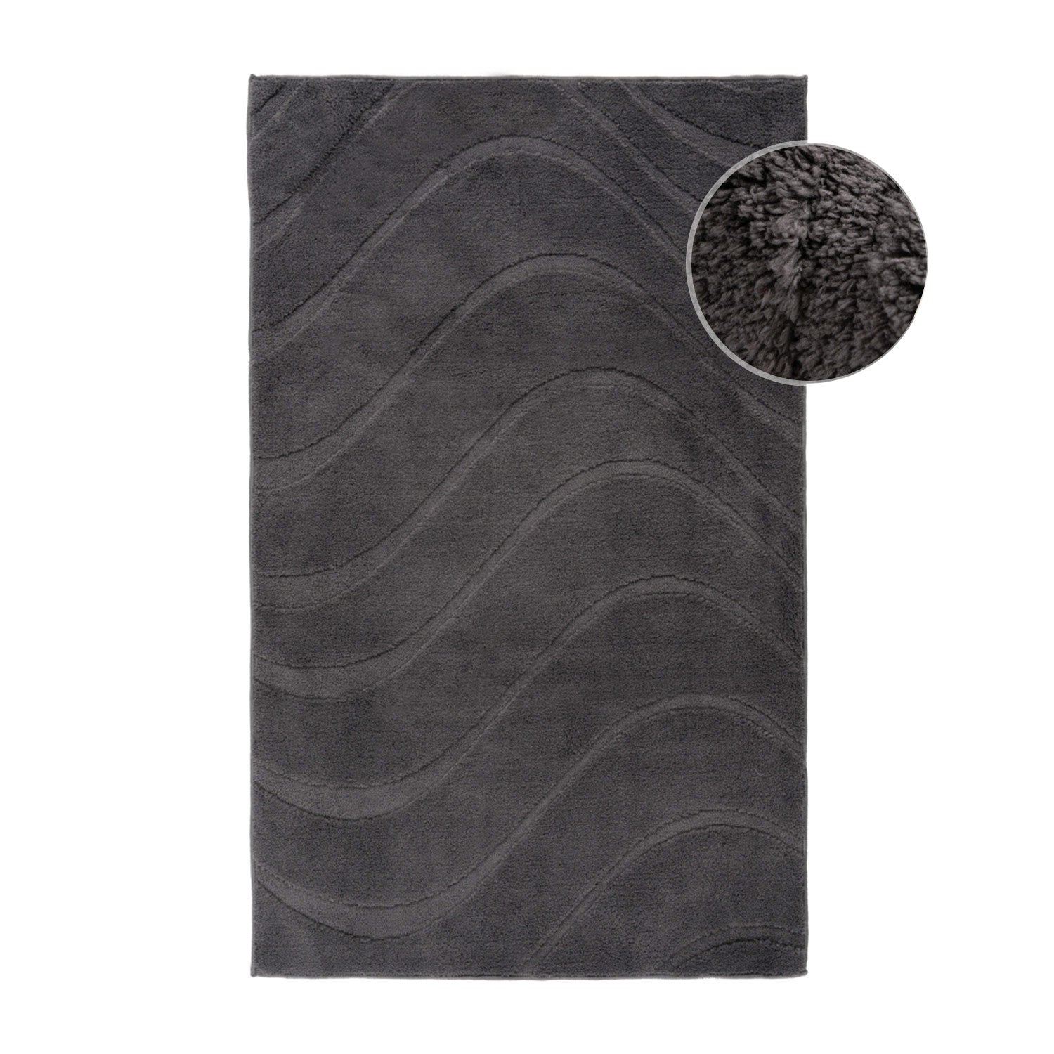 Vågig mjuk badrumsmatta, 400 mörkgrå