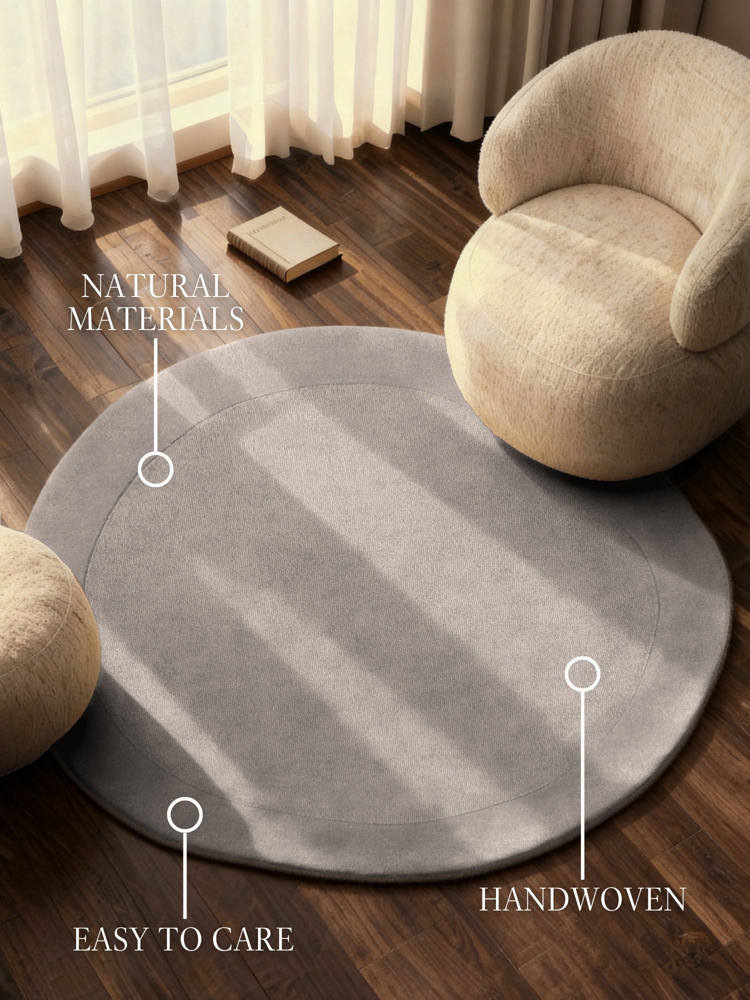 VILLEROY &amp; BOCH 1812 ULLFILT - ORGANISK RUNDMÖNSTER, NATURGRÅ