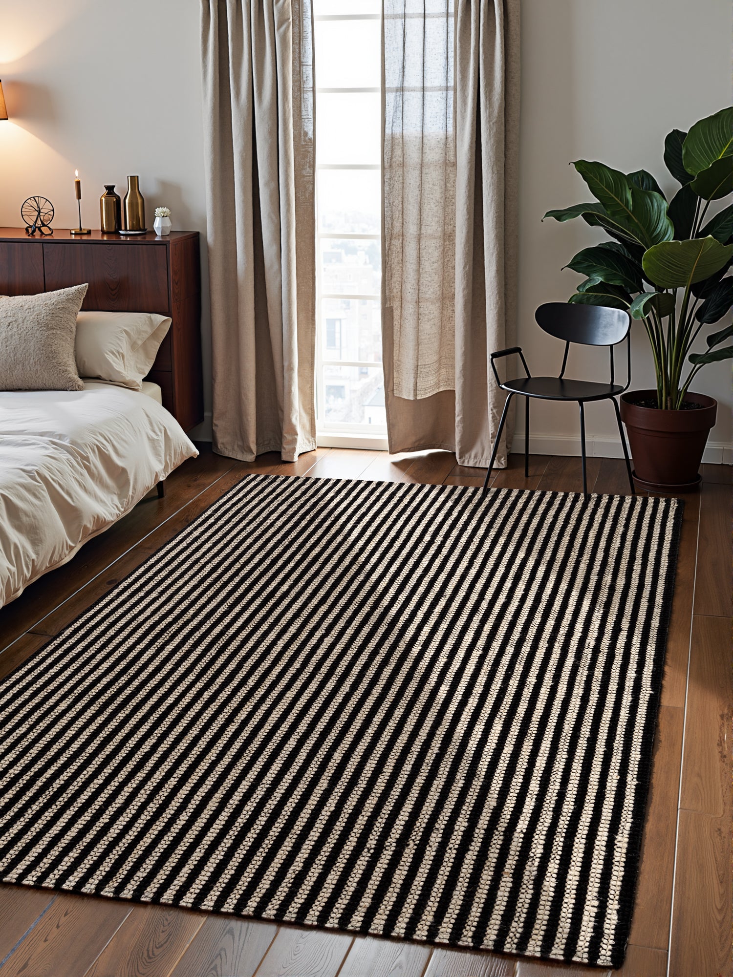 ELLE DECORATION HARVEST JUTEMATTA EBENHOLTS, NATURLIG-ELFENBEN-SVART