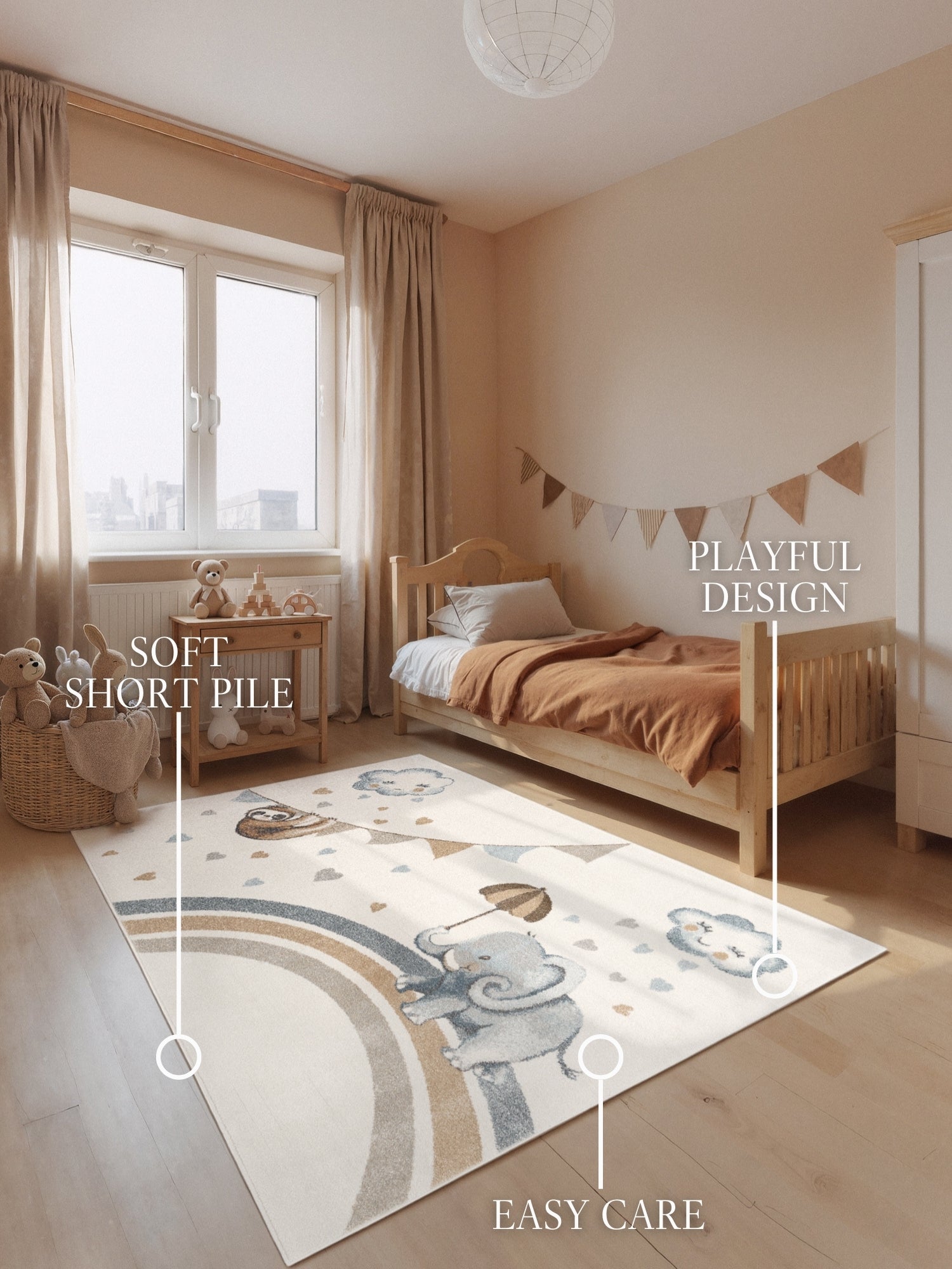 VILLEROY &amp; BOCH BOHO KIDS BARNFILT - ELEPHANT RAIN, CREAM MULTI 106306