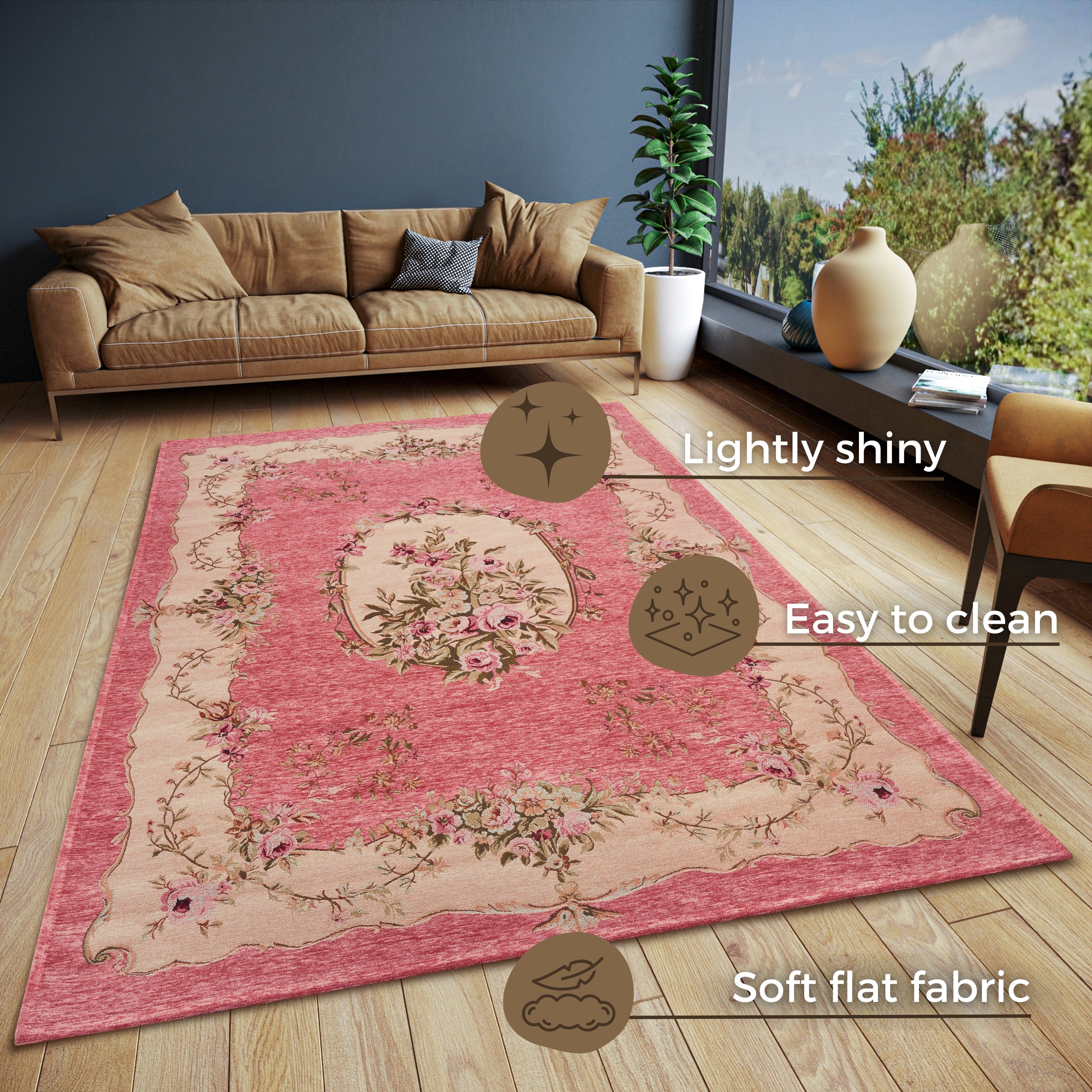 GOBELINMATTA, ROSA-KRÄMFÄRGAD 105863