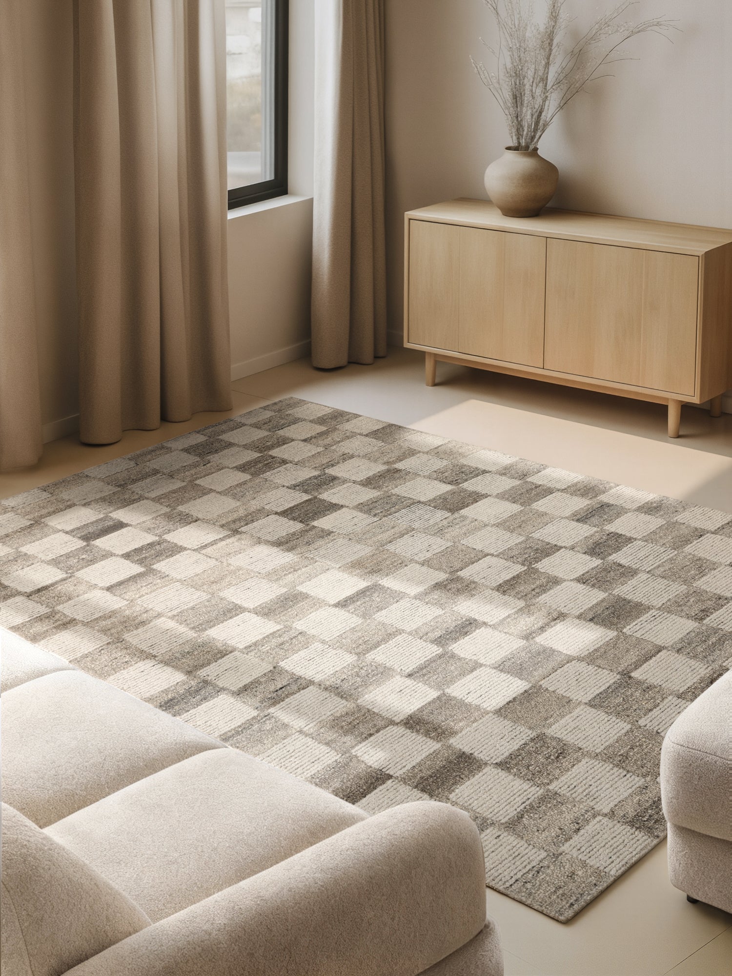 VIKOSA BOHO 1.0 ULLFILT QUADRA, NATURLIG KRÄMBRUN