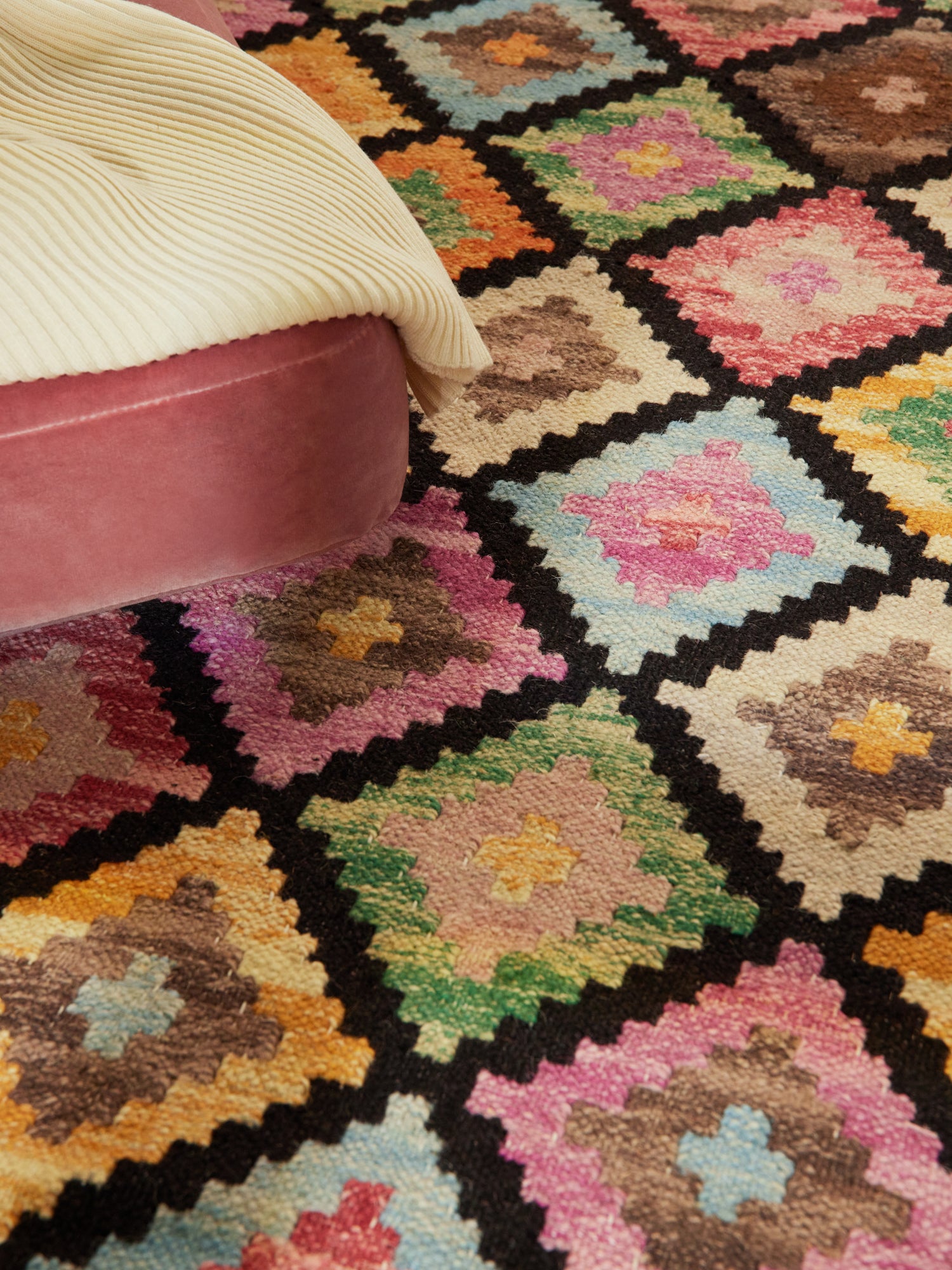 HANSE HOME KAMAL - AFGHAN KELIM MATTA, 106239 BLACK-MULTI