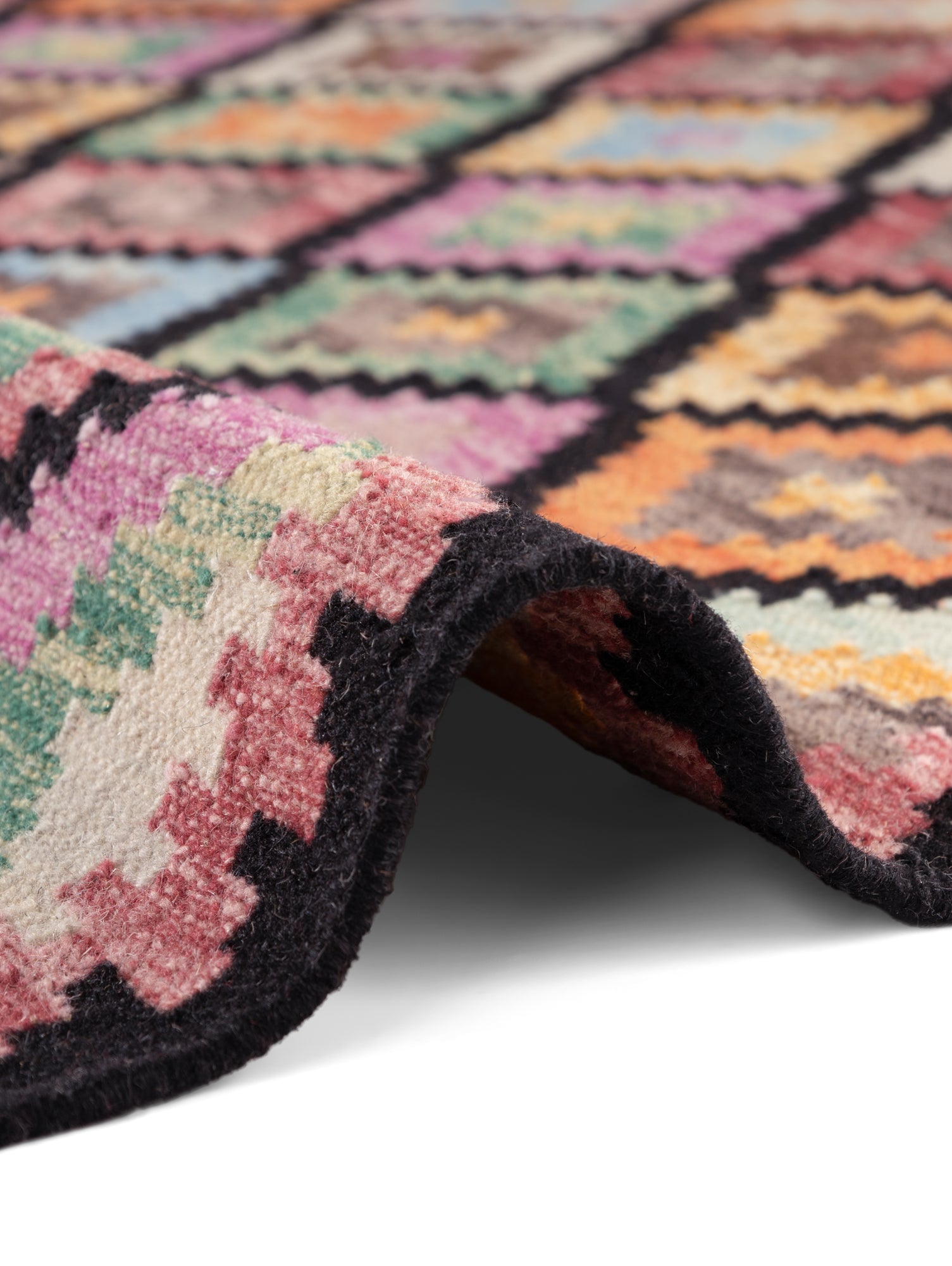 HANSE HOME KAMAL - AFGHAN KELIM MATTA, 106239 BLACK-MULTI