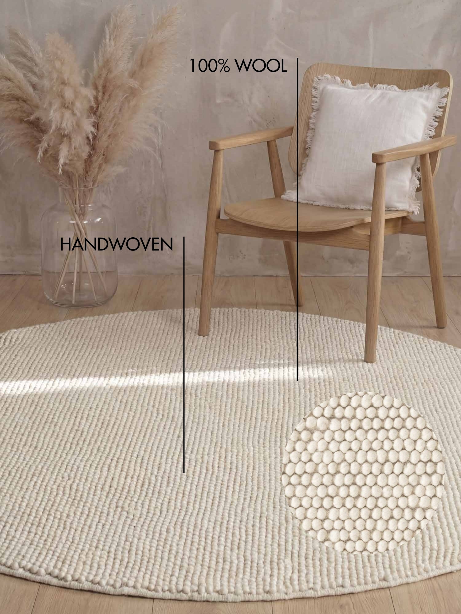 TED BAKER RICHMOND ULDTÆPPE DIANA, NATURLIG HVID