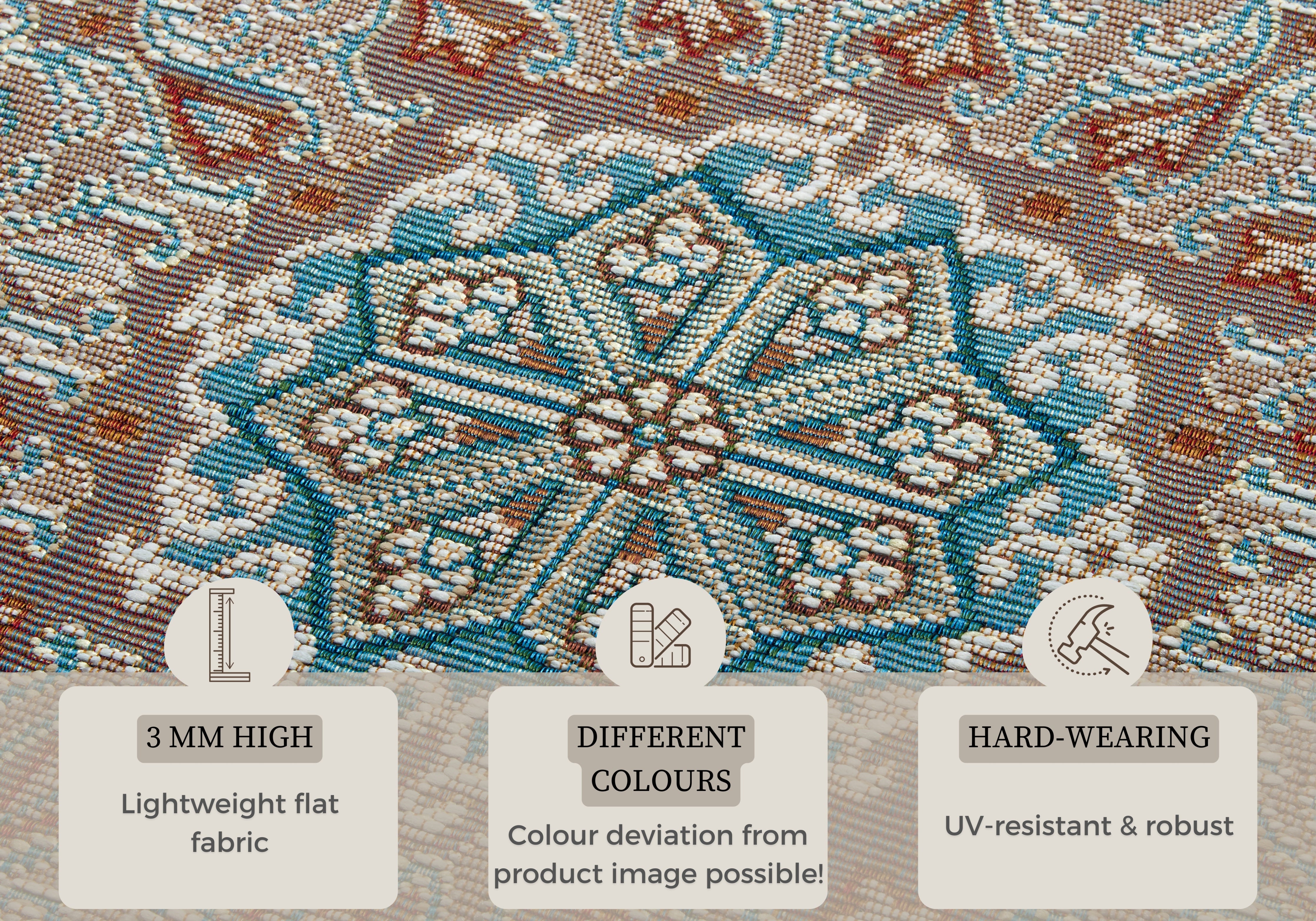 Plattvävd matta med flair, krämfärgad och beige 105718