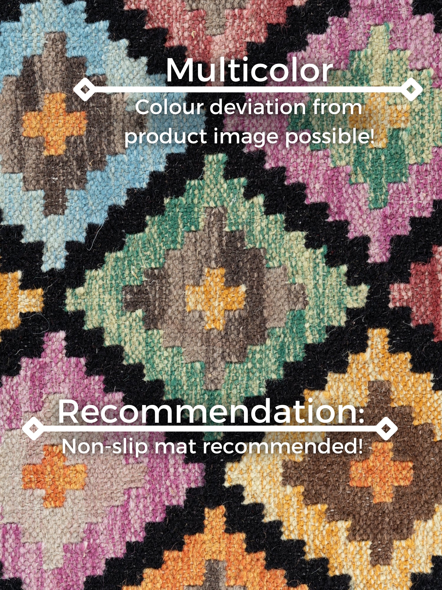 HANSE HOME KAMAL - AFGHAN KELIM MATTA, 106239 BLACK-MULTI